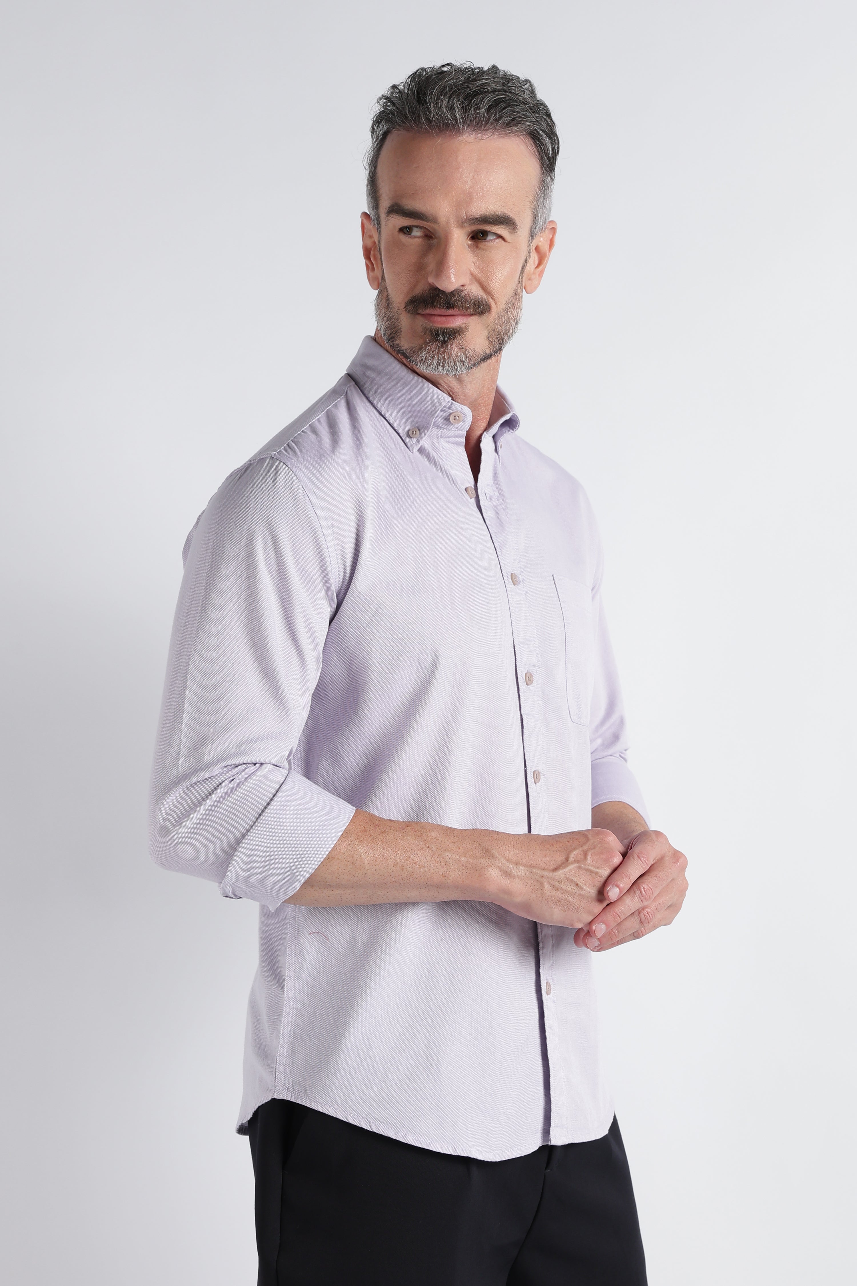 Men Lavender Solid Casual Shirt