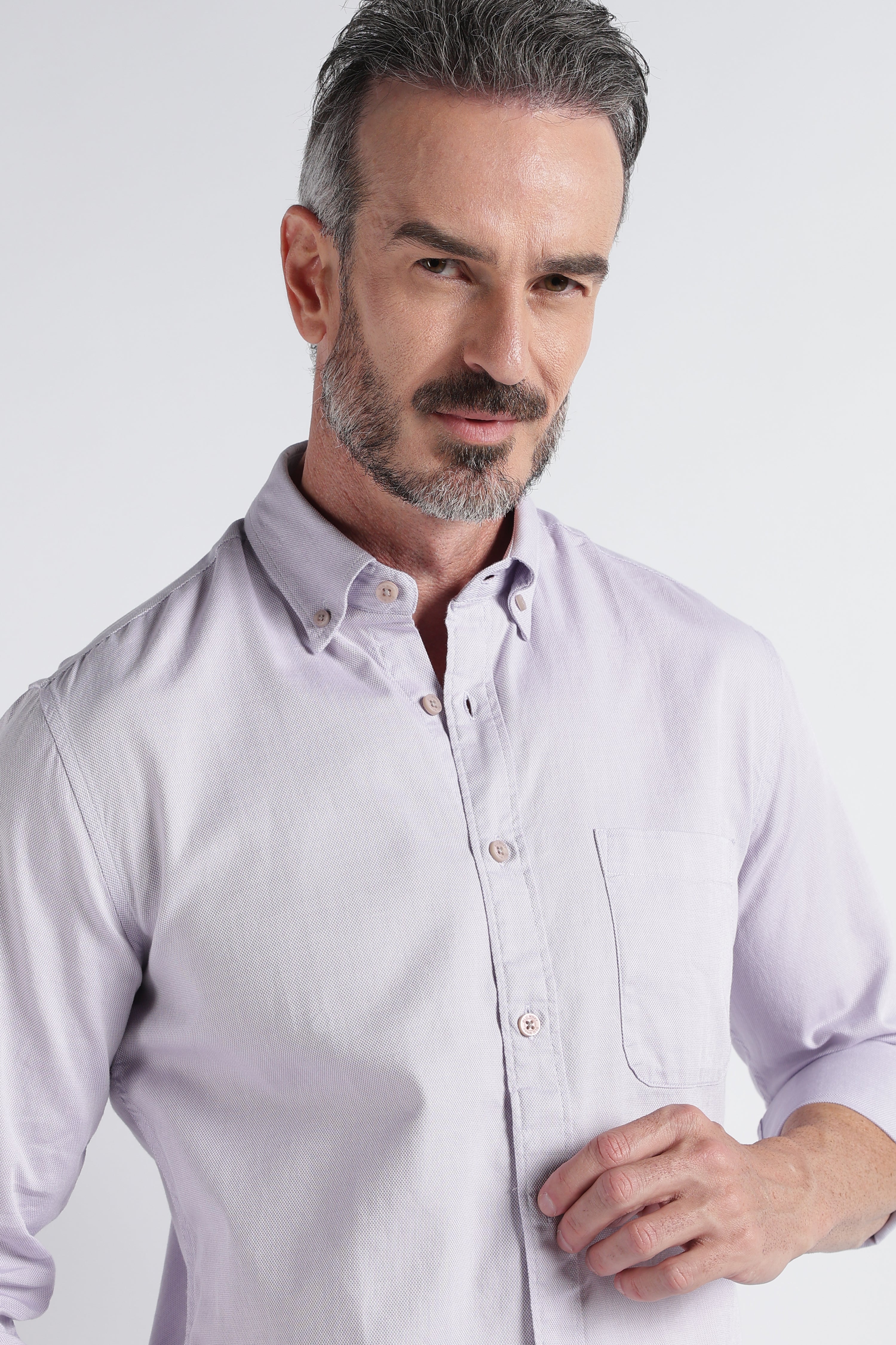 Men Lavender Solid Casual Shirt
