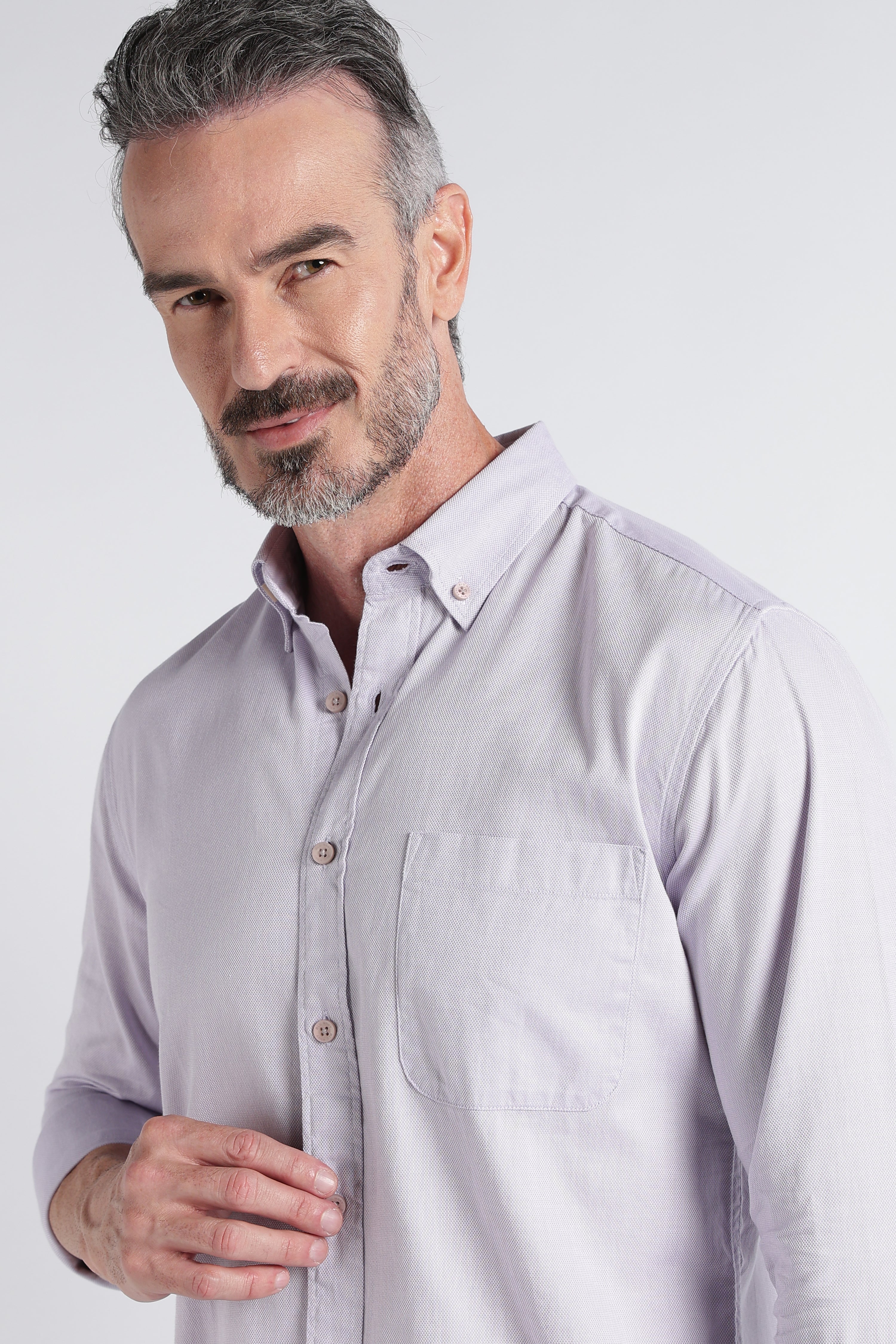 Men Lavender Solid Casual Shirt