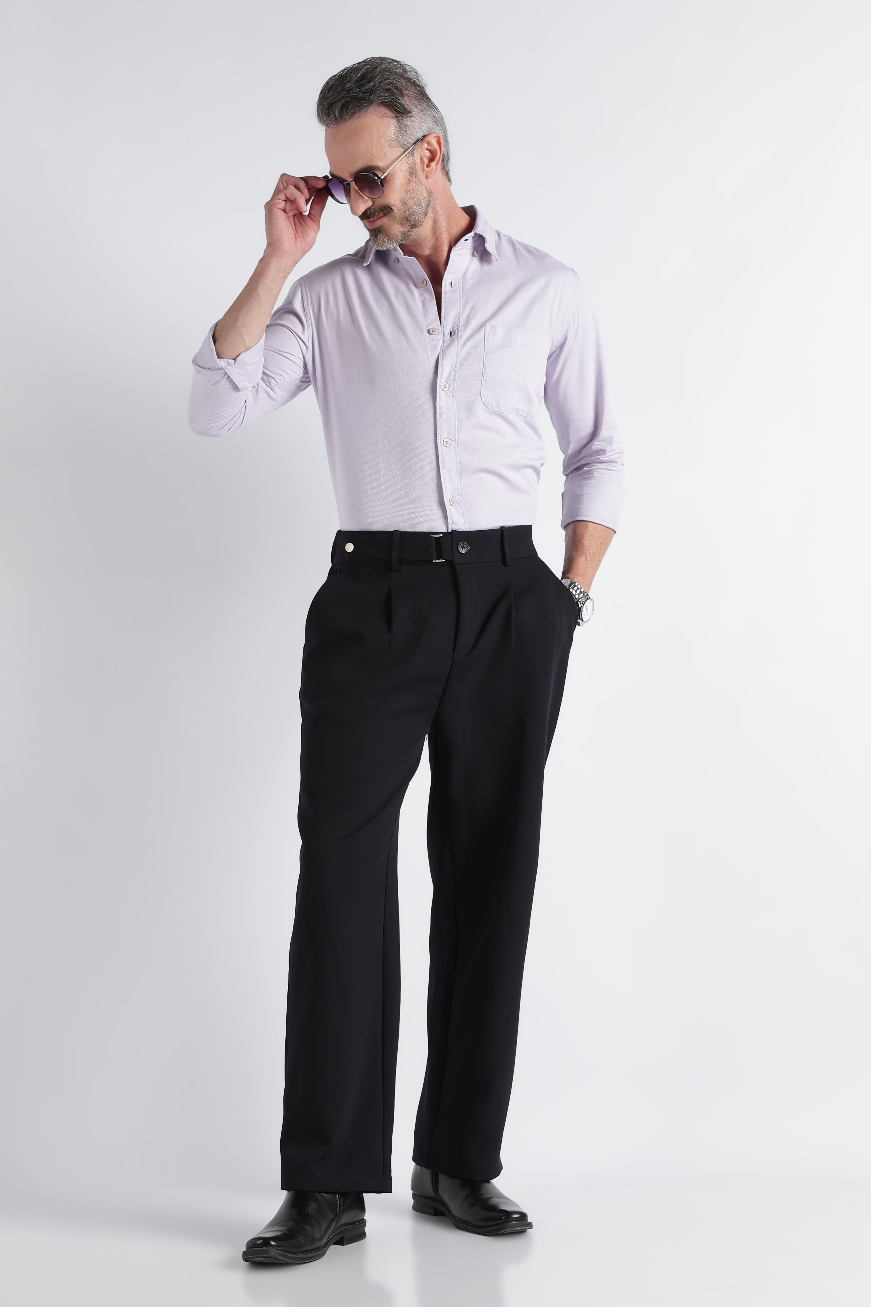 Men Lavender Solid Casual Shirt