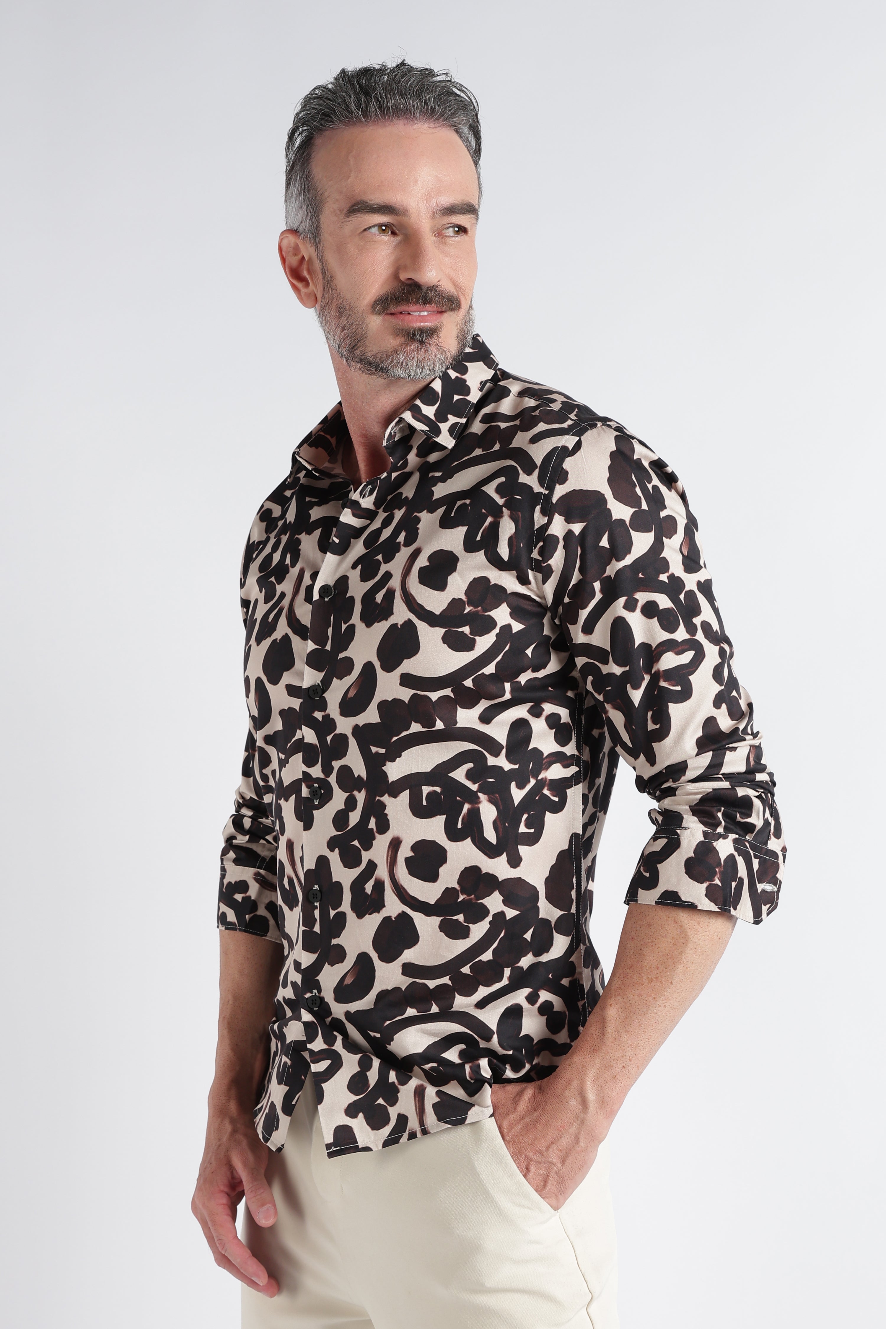Men Multi Satin Digital Print Shirt