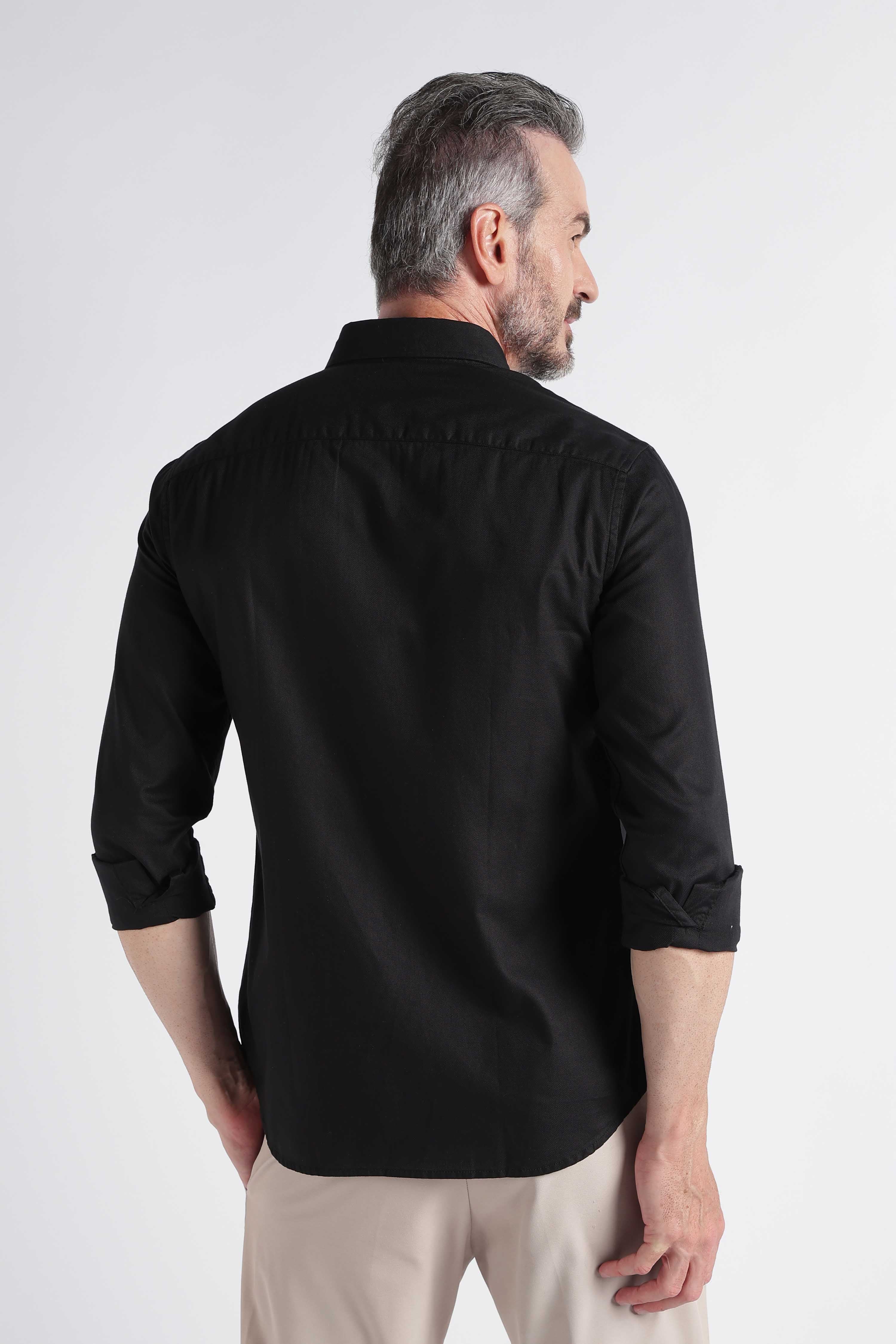 Men Black Solid Casual Shirt