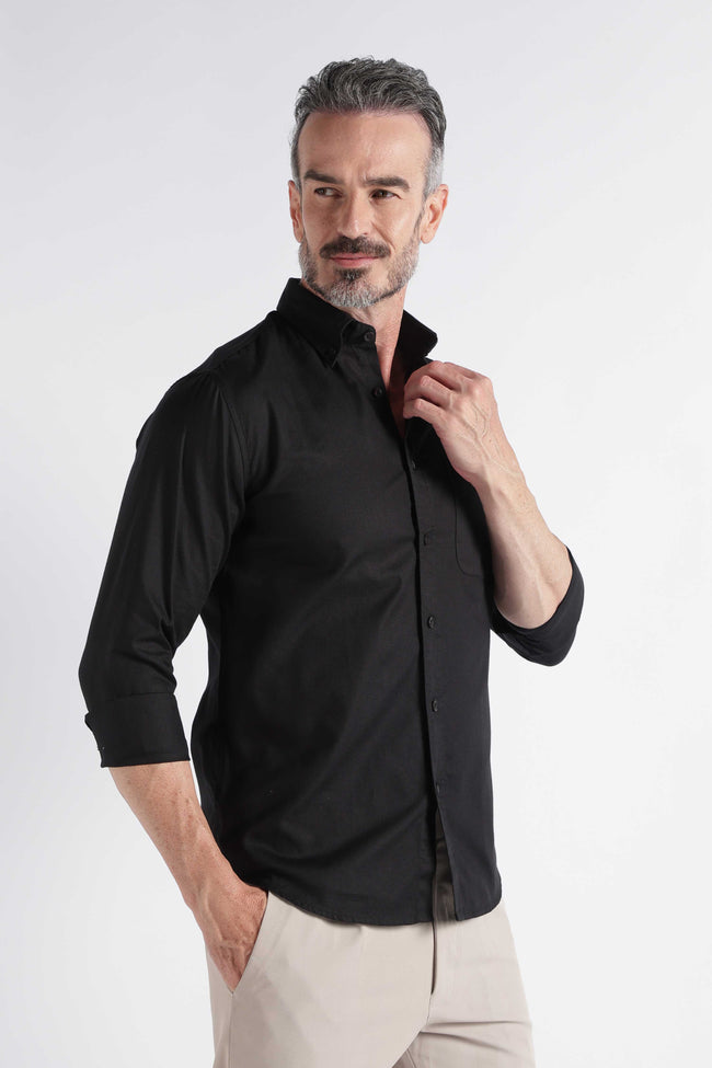 Men Black Solid Casual Shirt