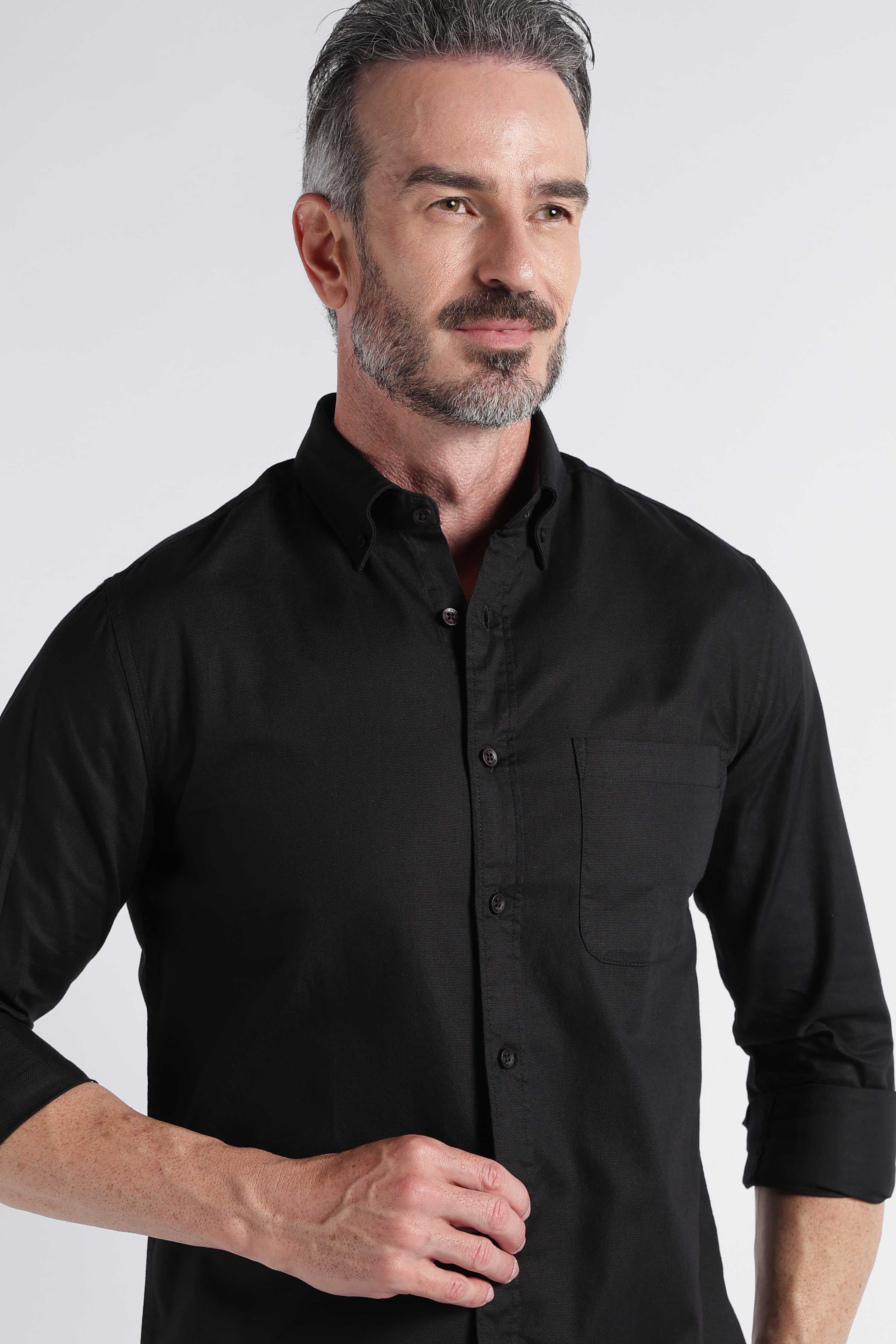 Men Black Solid Casual Shirt