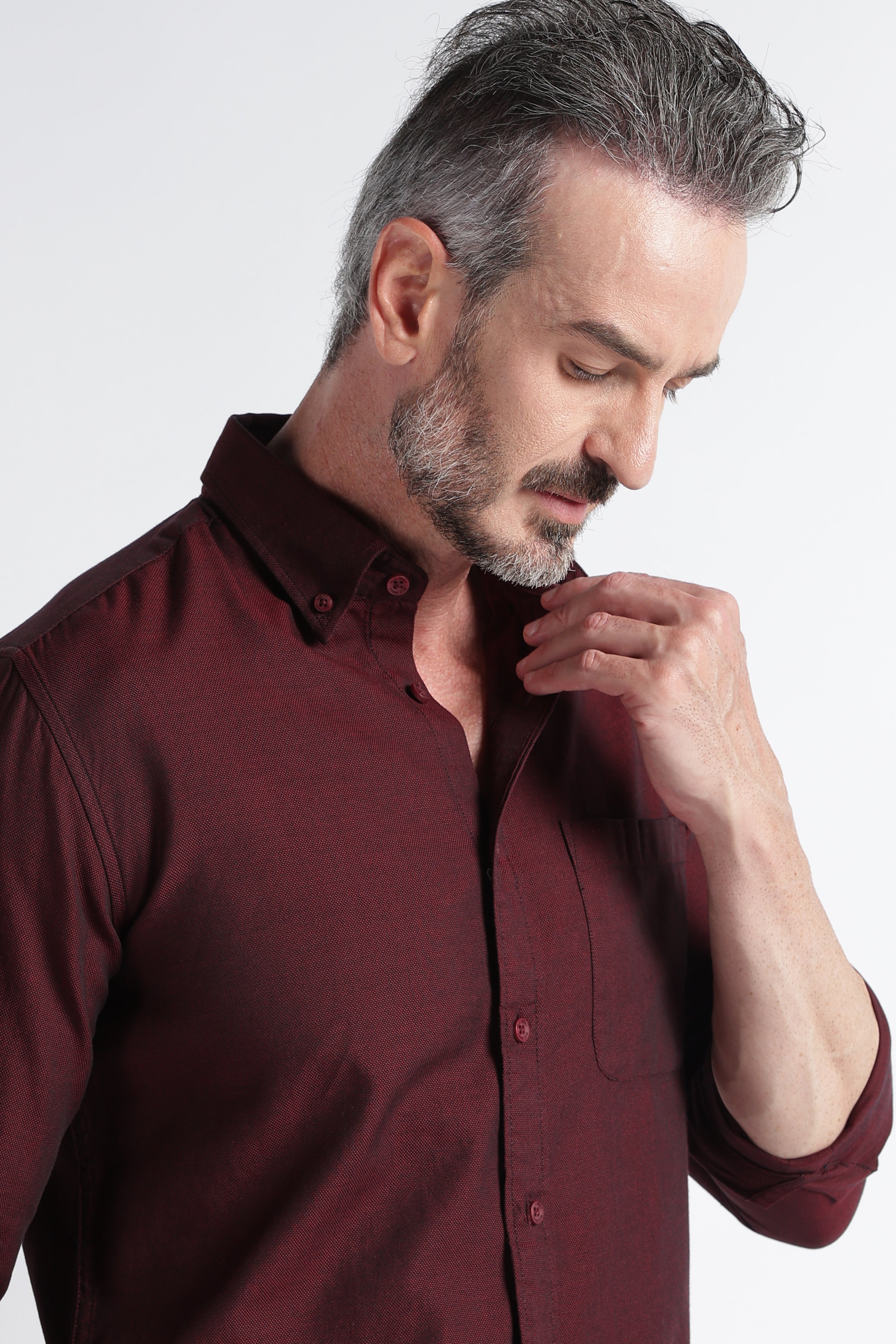 Men Maroon Solid Casual Shirt