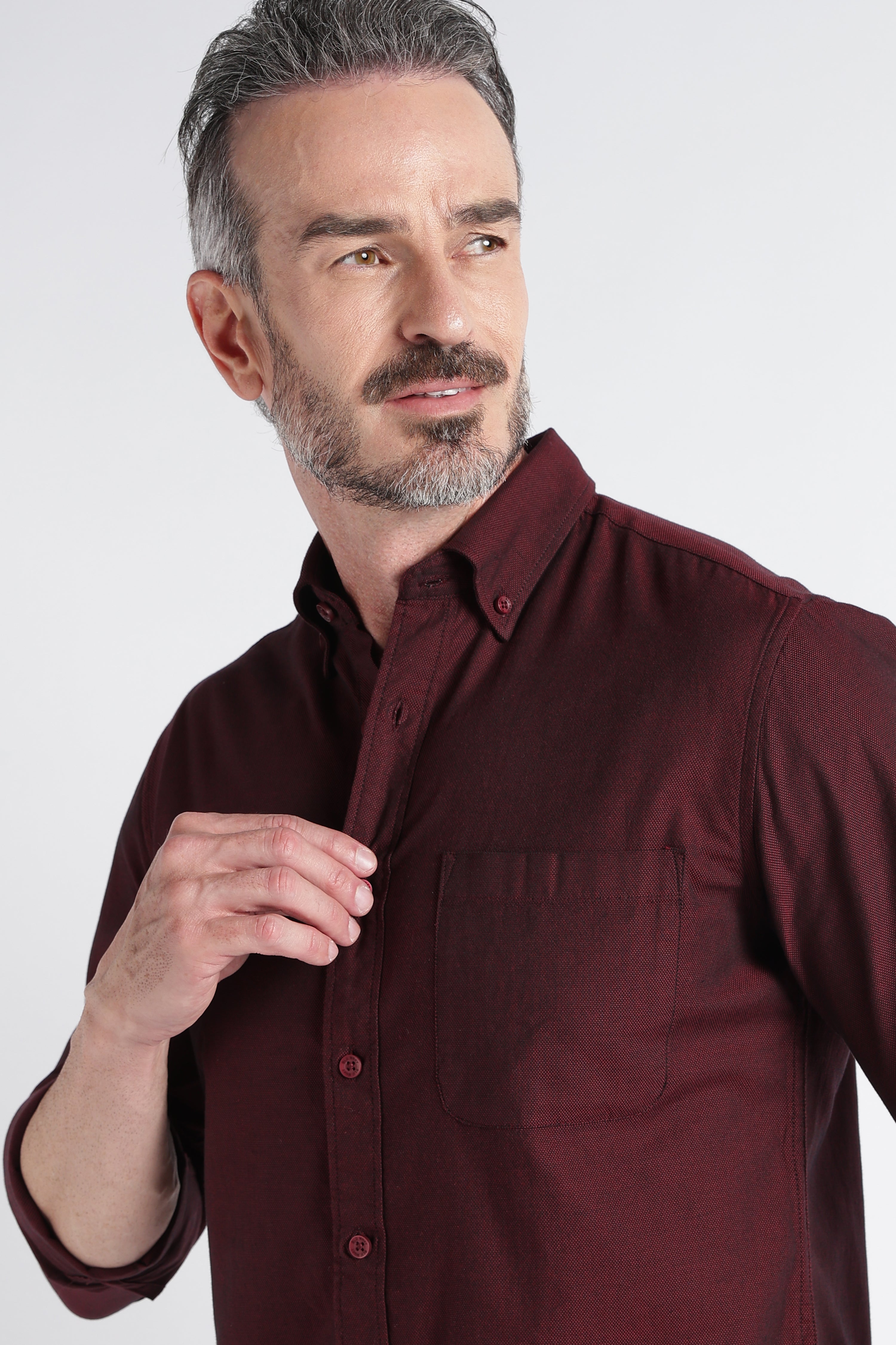 Men Maroon Solid Casual Shirt