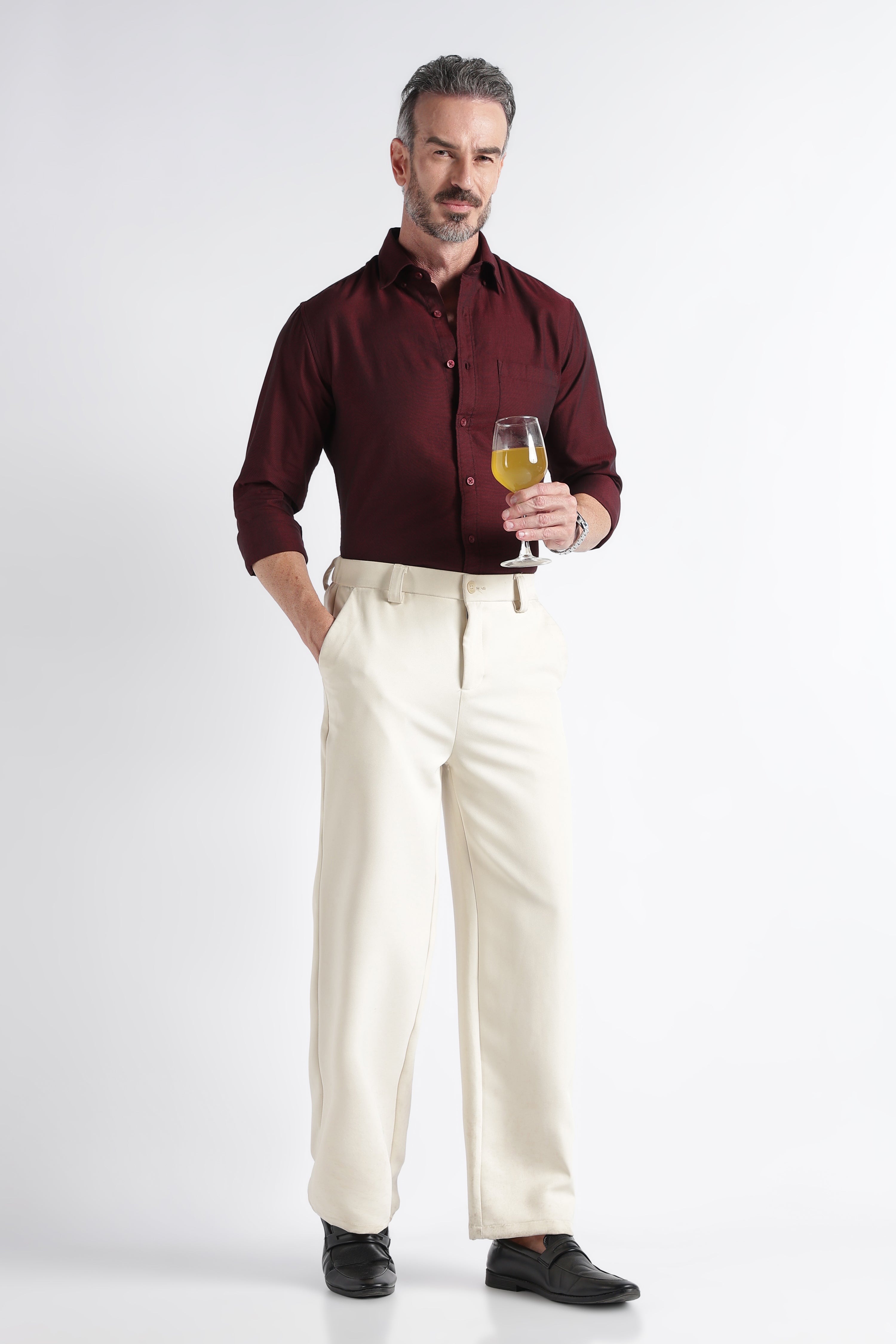 Men Maroon Solid Casual Shirt