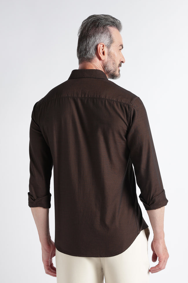 Men Brown Solid Casual Shirt