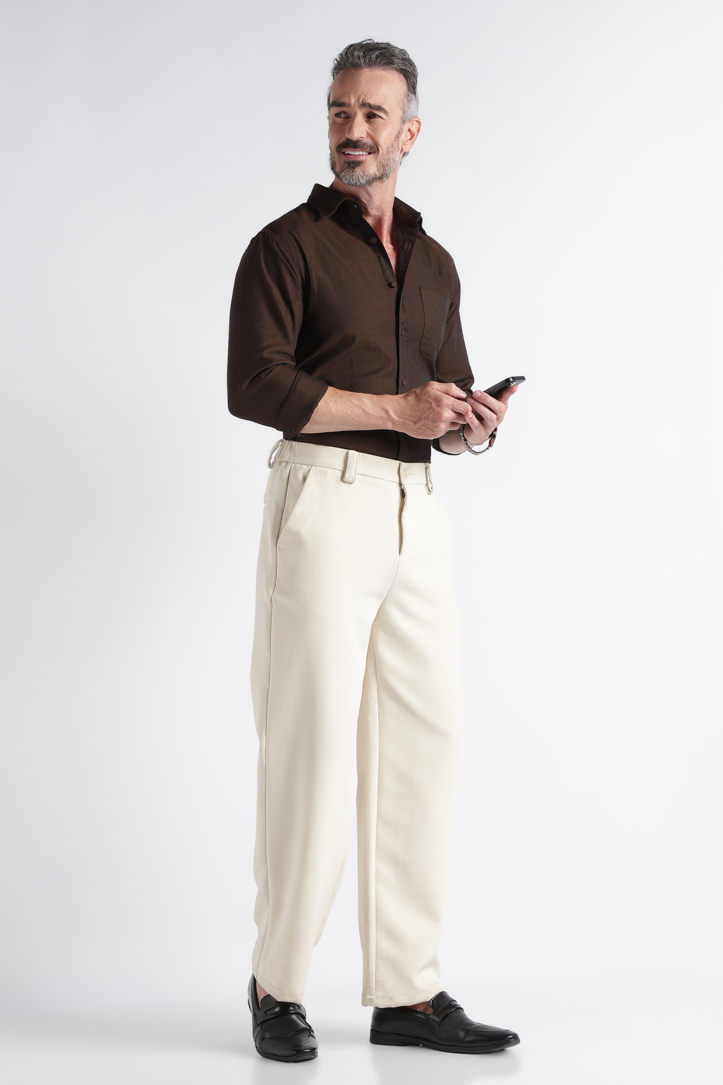 Men Brown Solid Casual Shirt