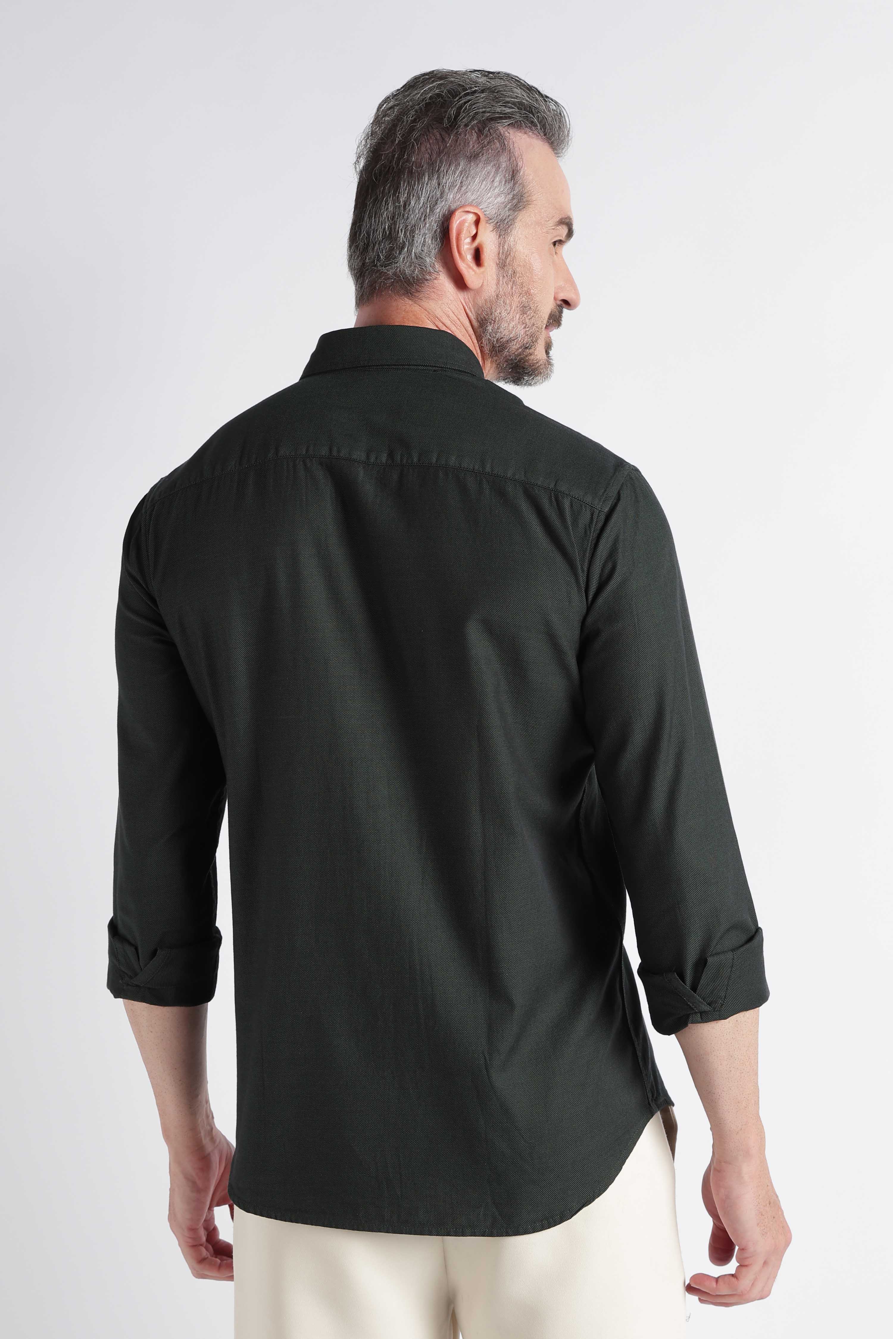 Men Green Solid Casual Shirt
