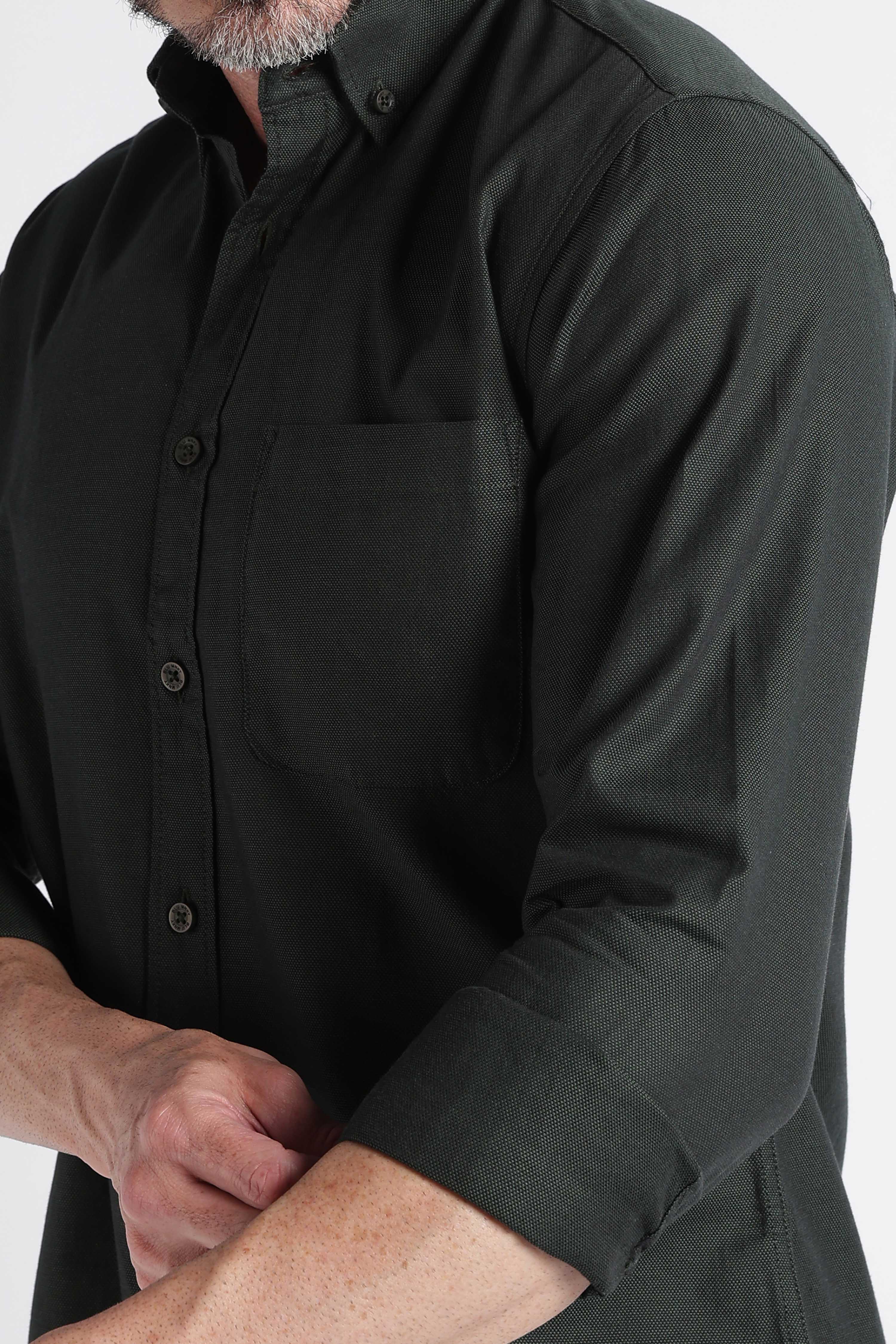 Men Green Solid Casual Shirt