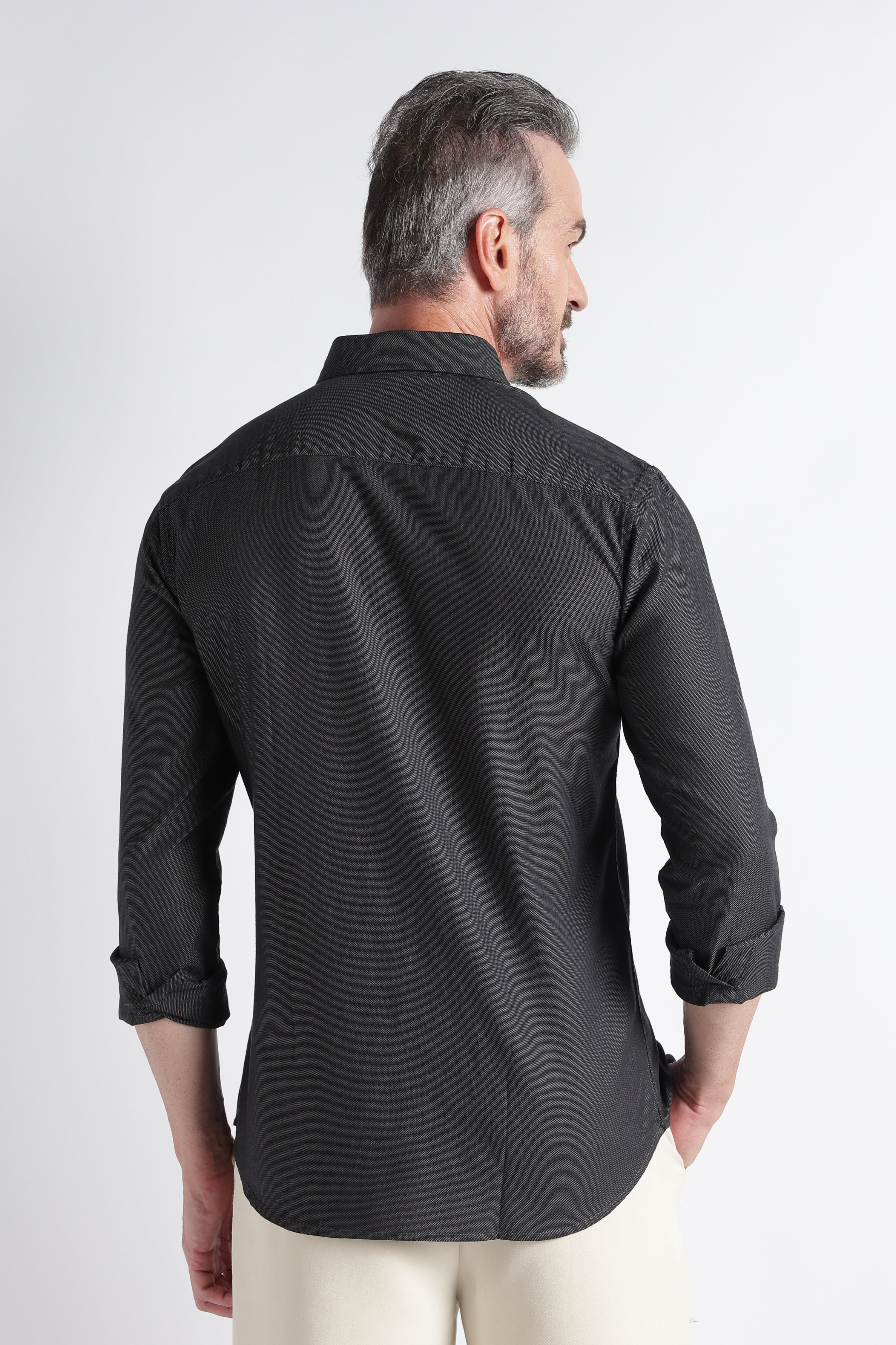 Men Grey Solid Casual Shirt