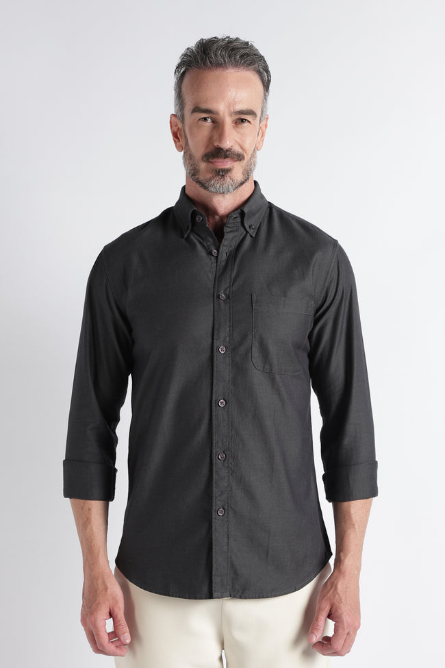 Men Grey Solid Casual Shirt