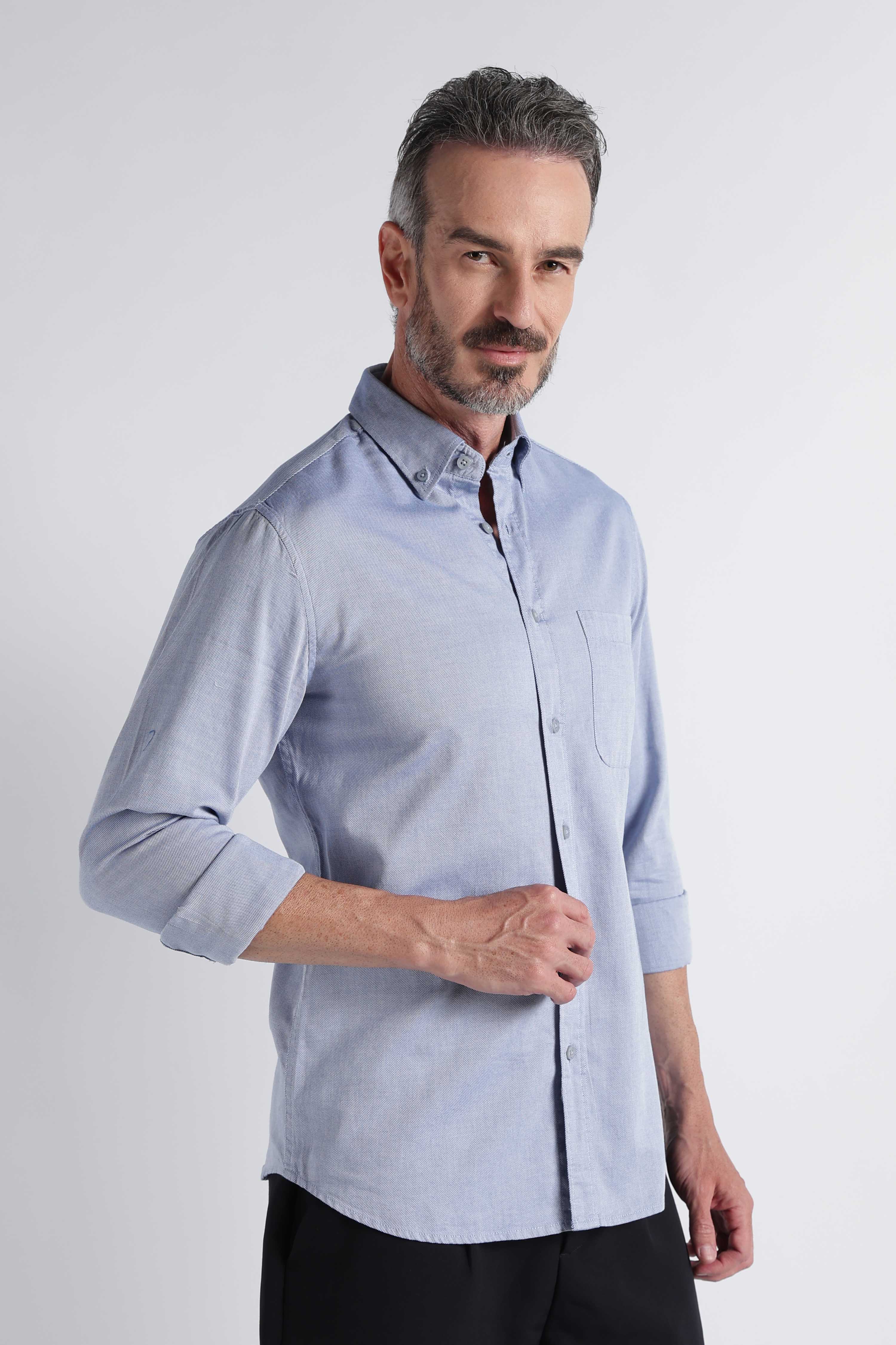Men Blue Solid Casual Shirt