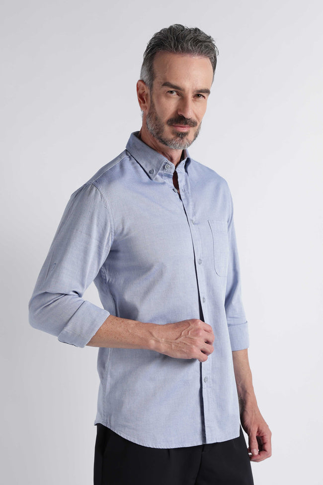 Men Blue Solid Casual Shirt