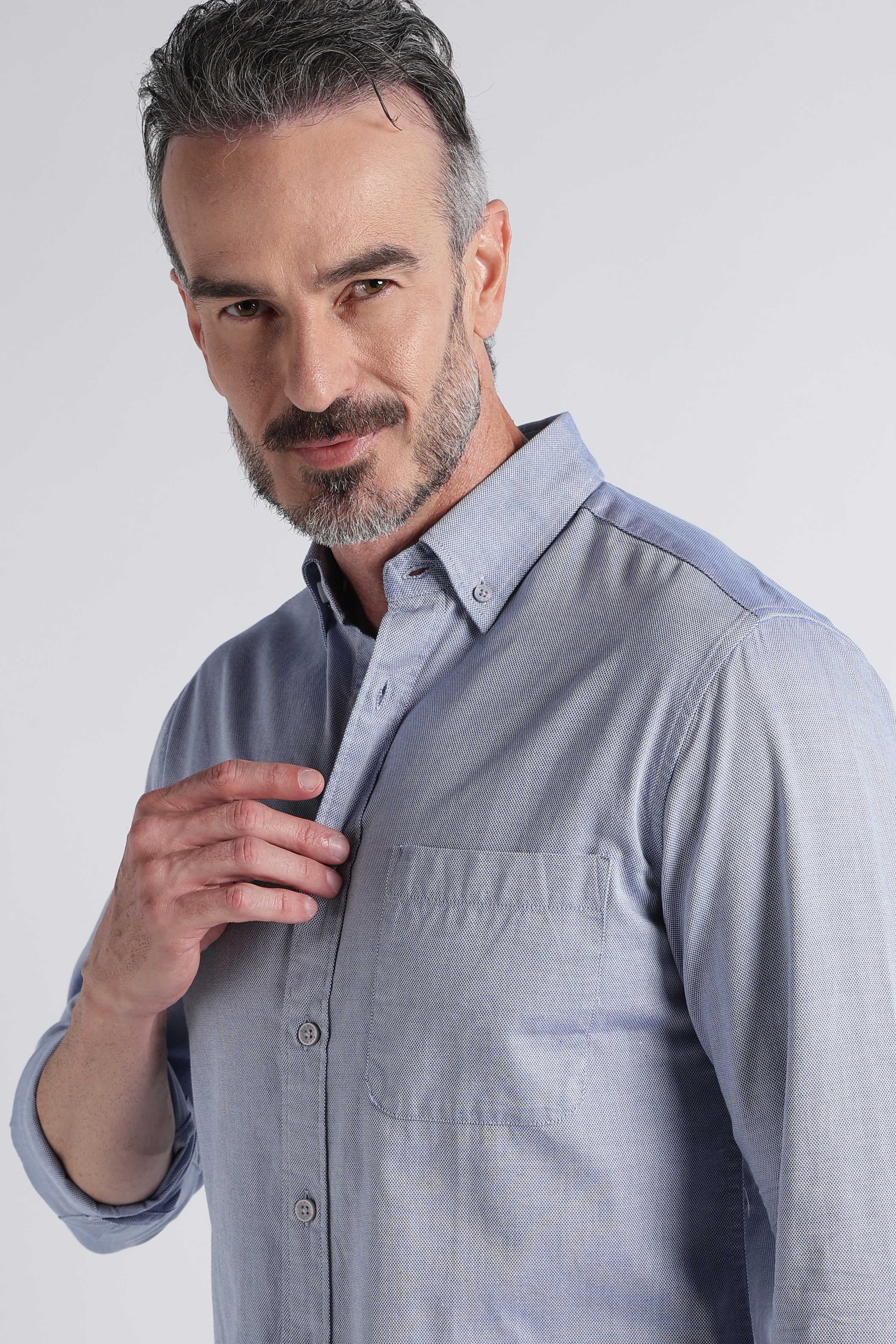 Men Blue Solid Casual Shirt