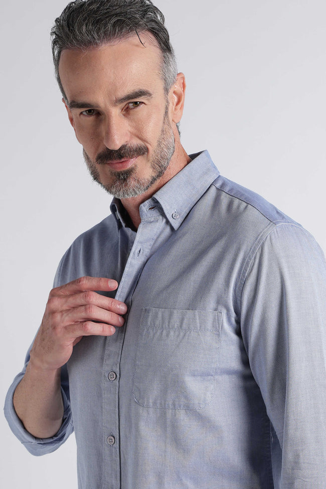Men Blue Solid Casual Shirt