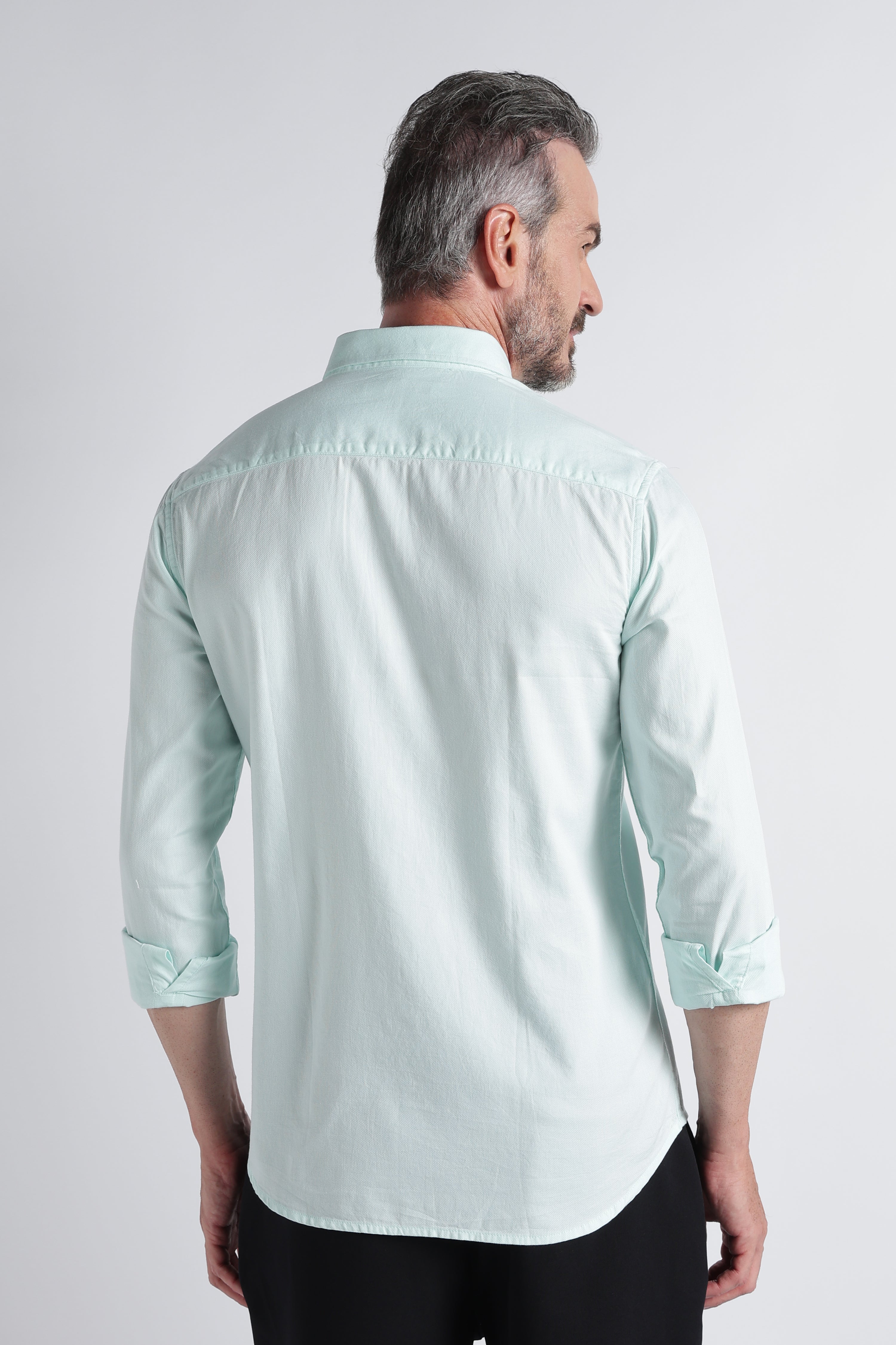 Men Green Solid Casual Shirt