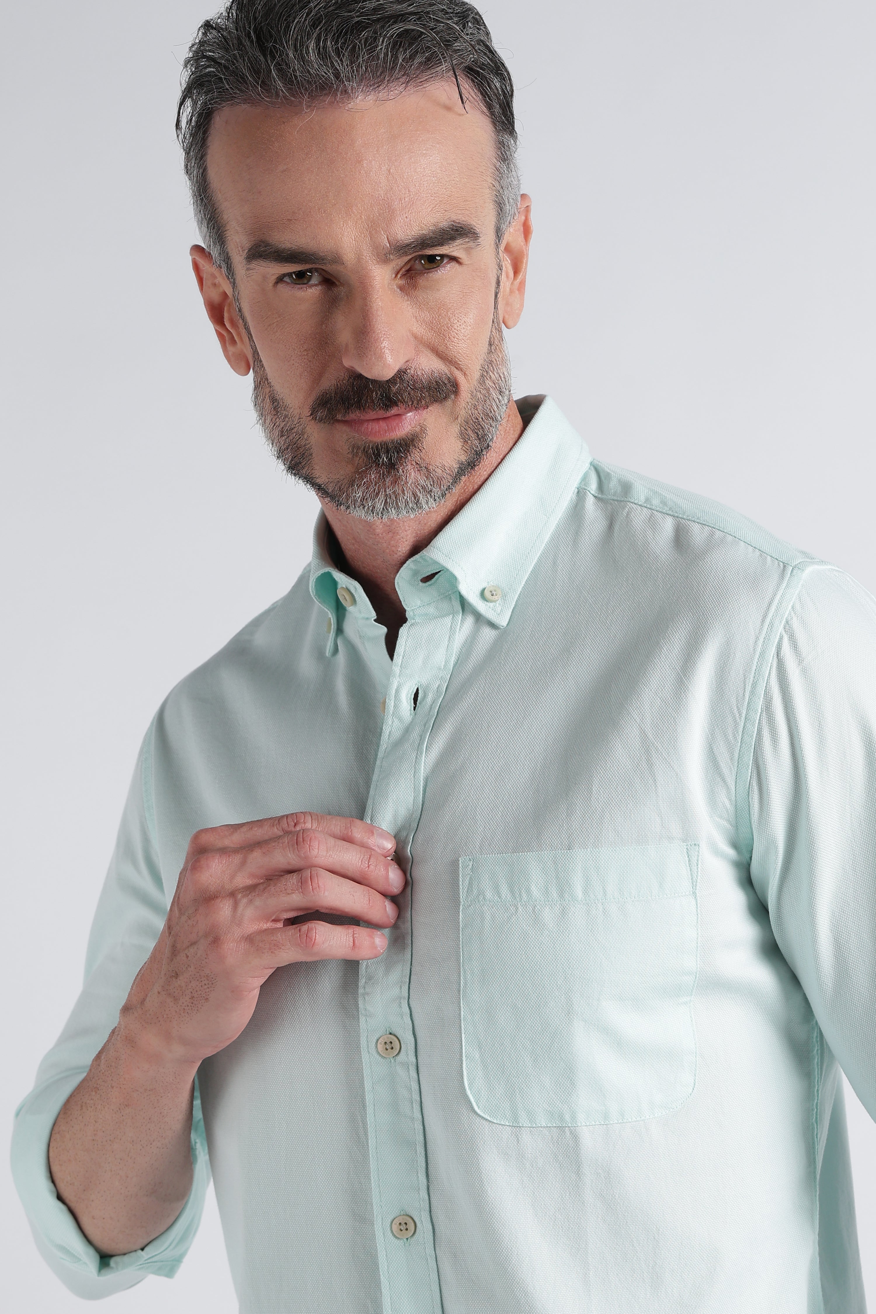 Men Green Solid Casual Shirt