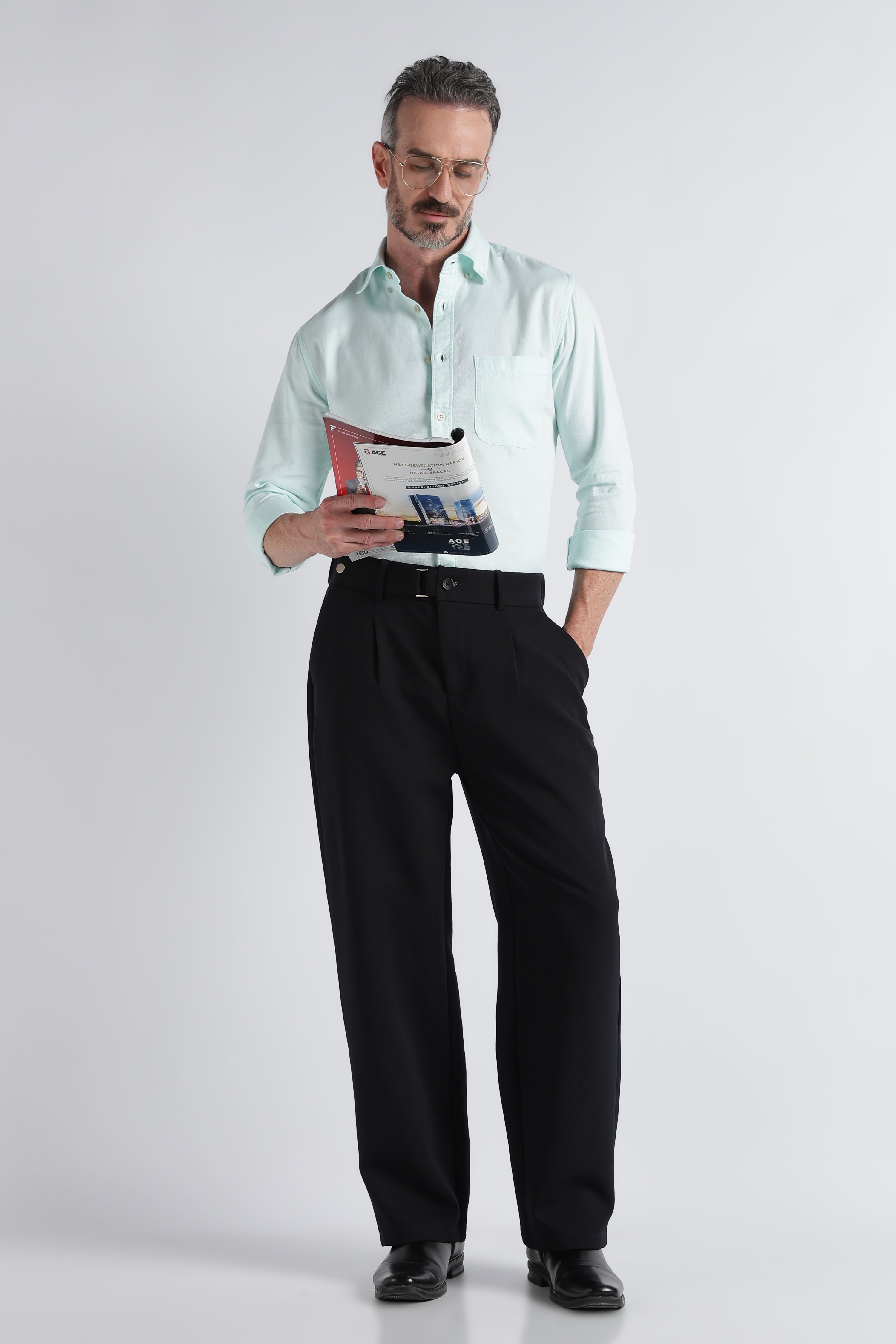 Men Green Solid Casual Shirt