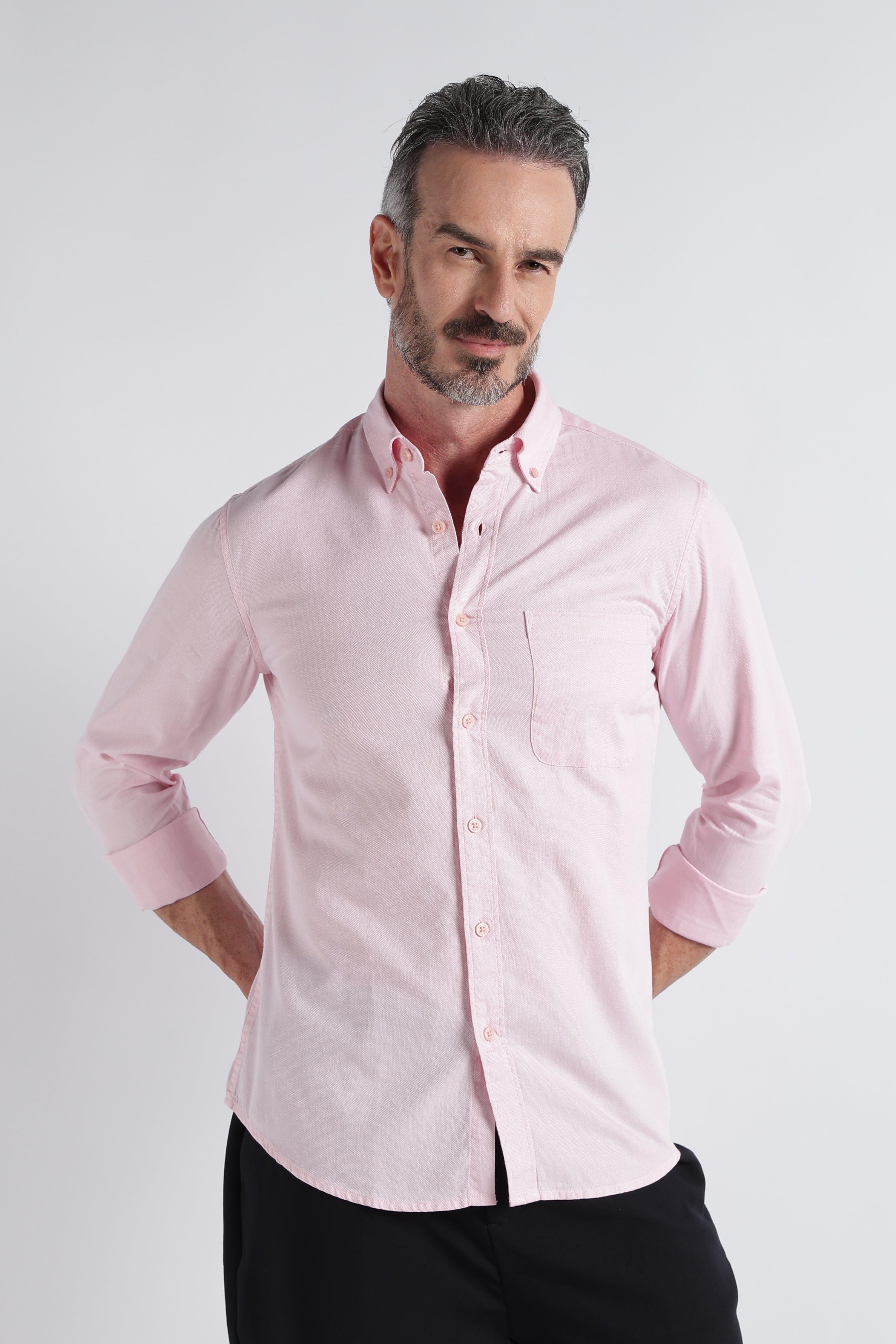 Men pink Solid Casual Shirt
