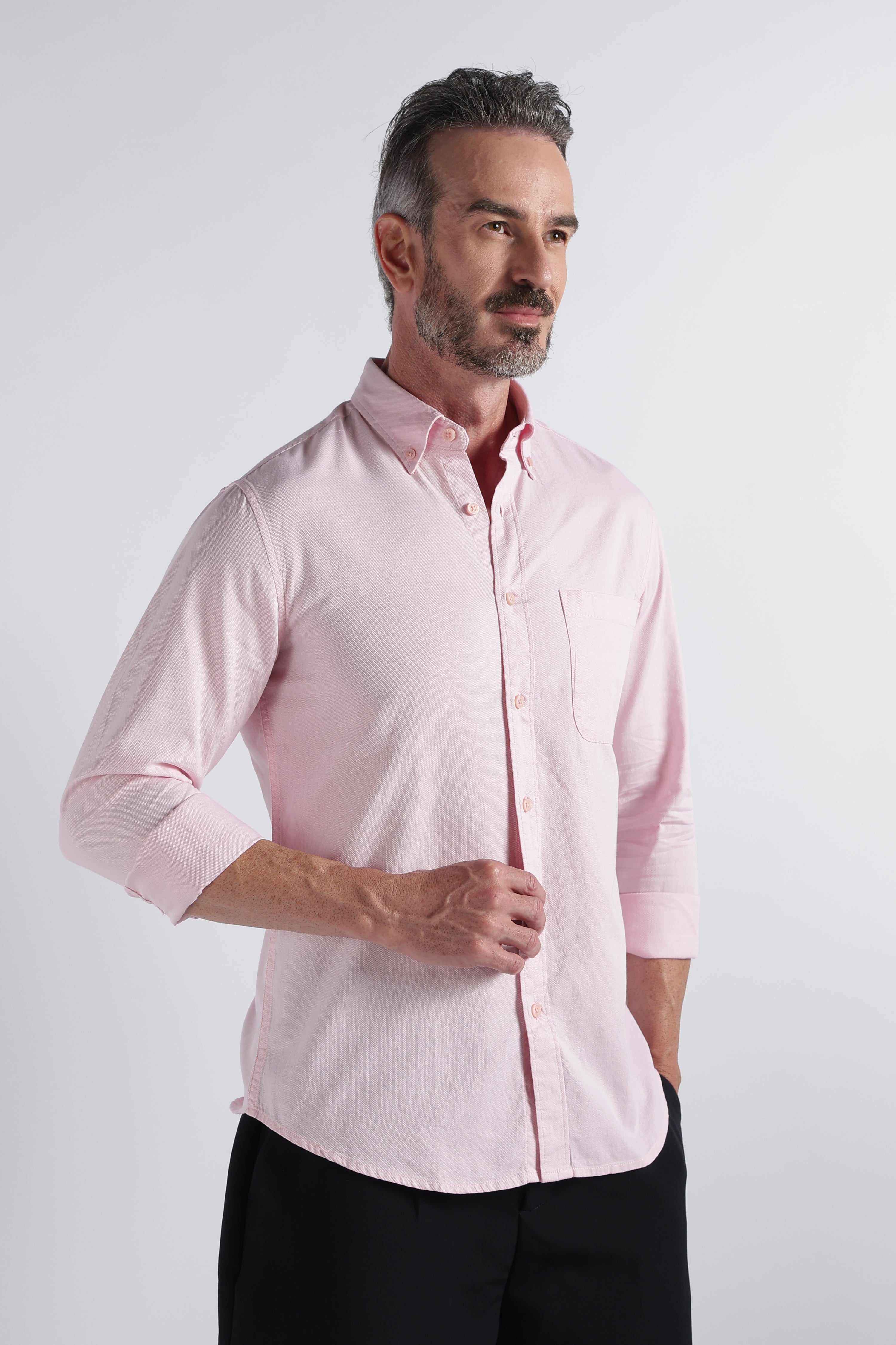 Men pink Solid Casual Shirt