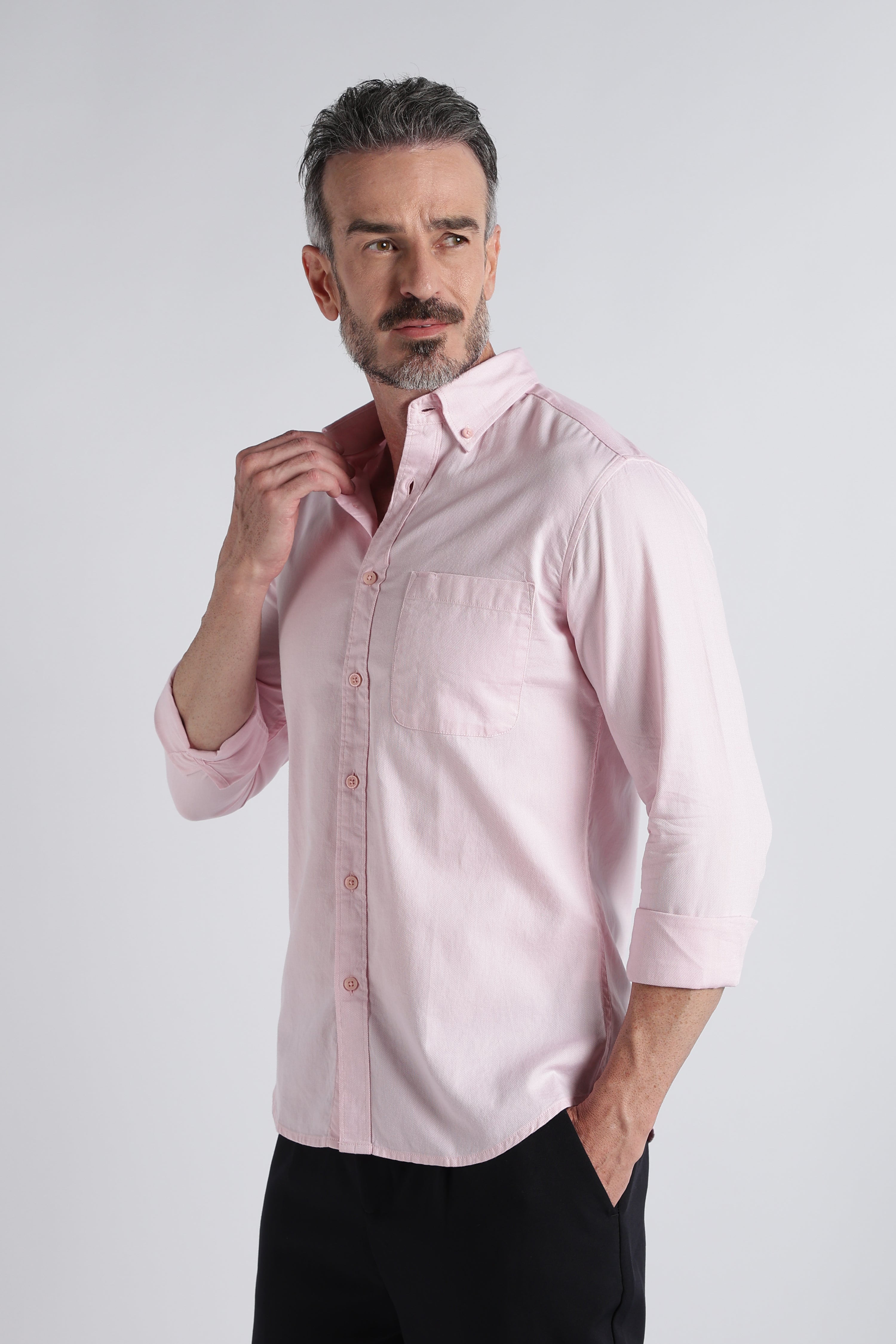 Men pink Solid Casual Shirt