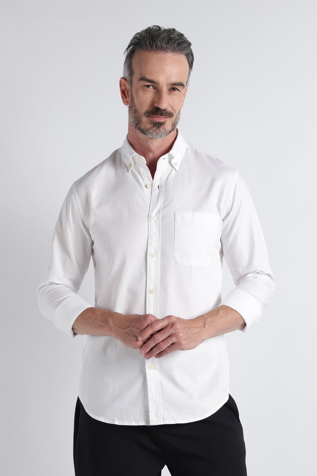 Men White Solid Casual Shirt