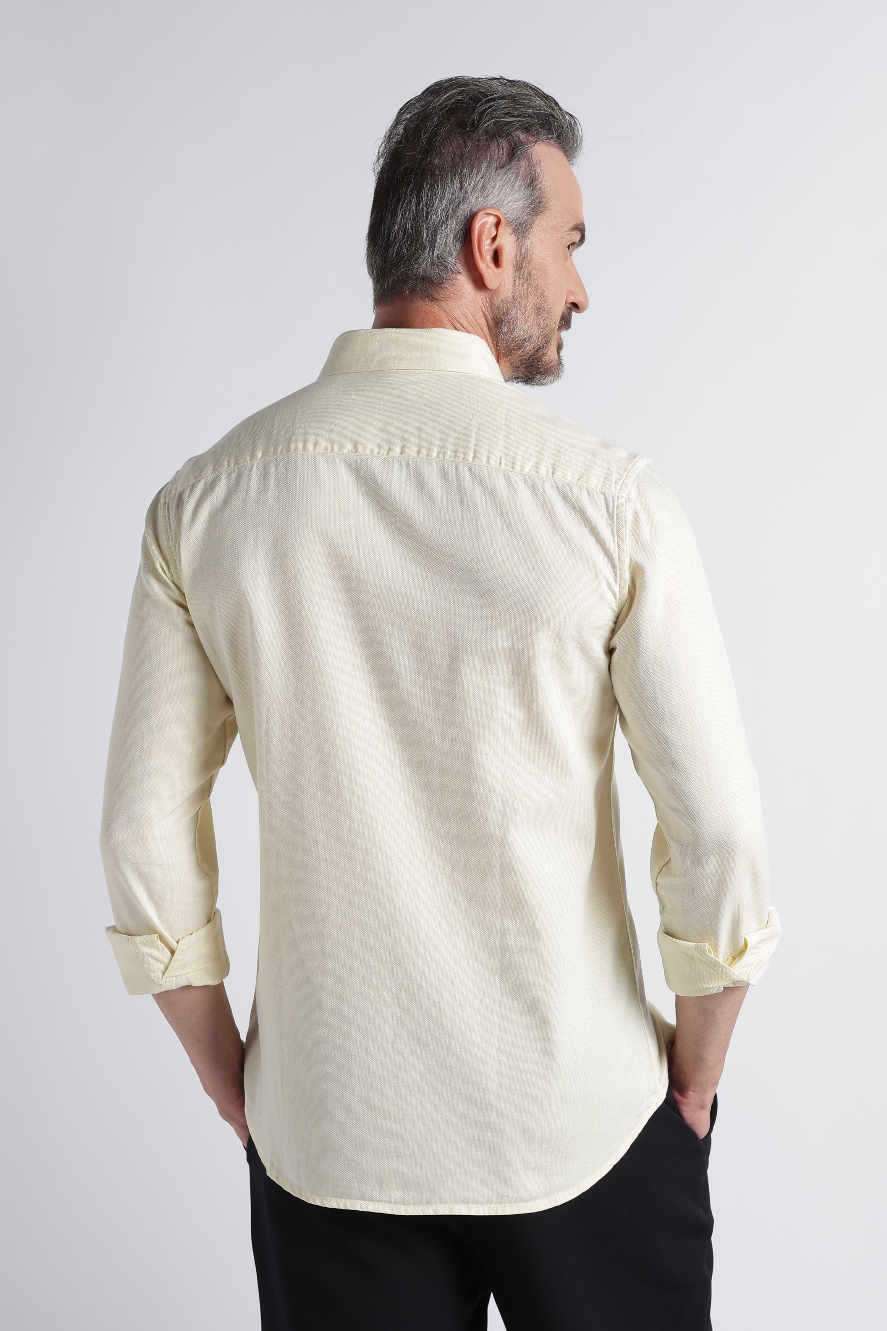 Men Yellow Solid Casual Shirt