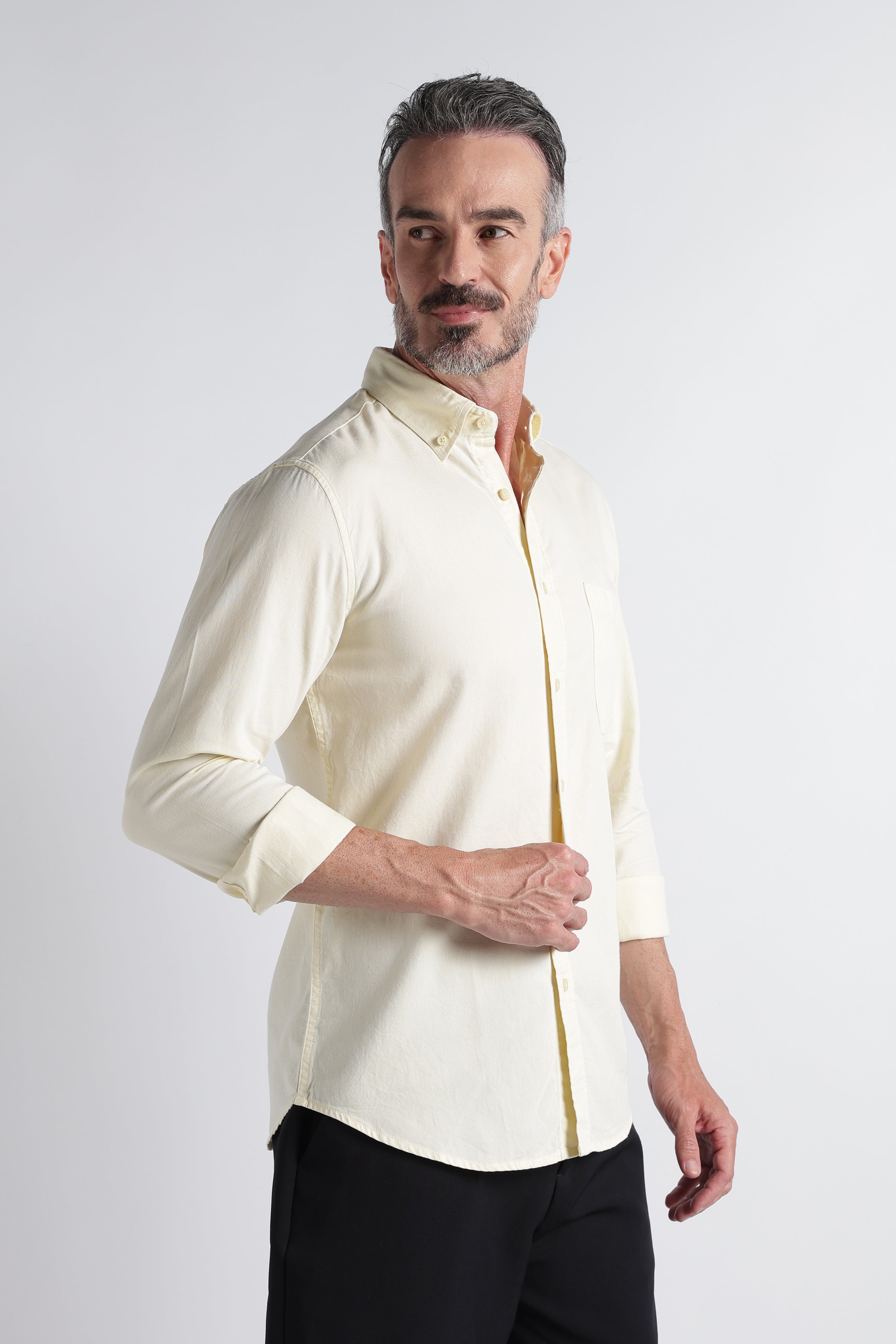 Men Yellow Solid Casual Shirt