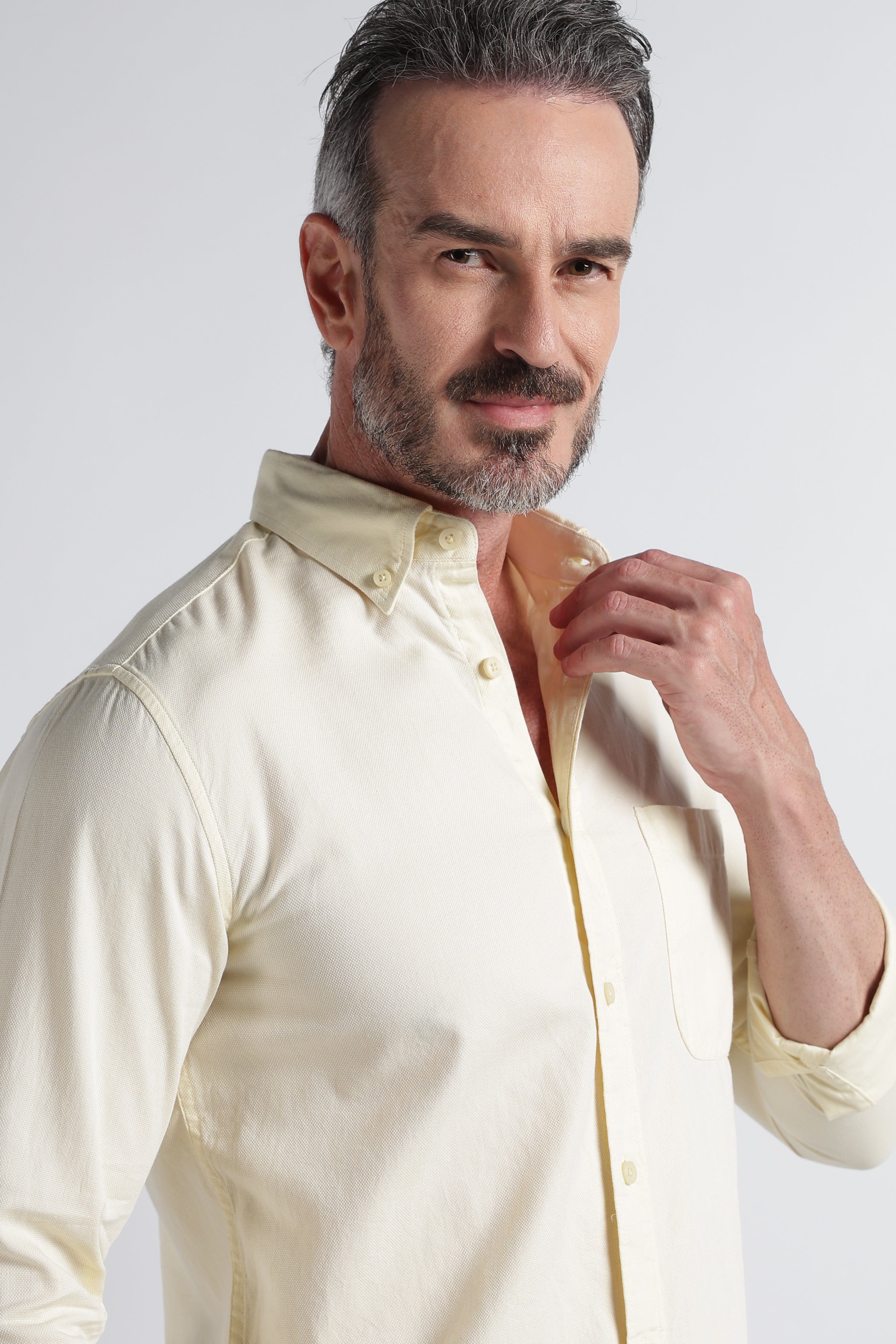Men Yellow Solid Casual Shirt