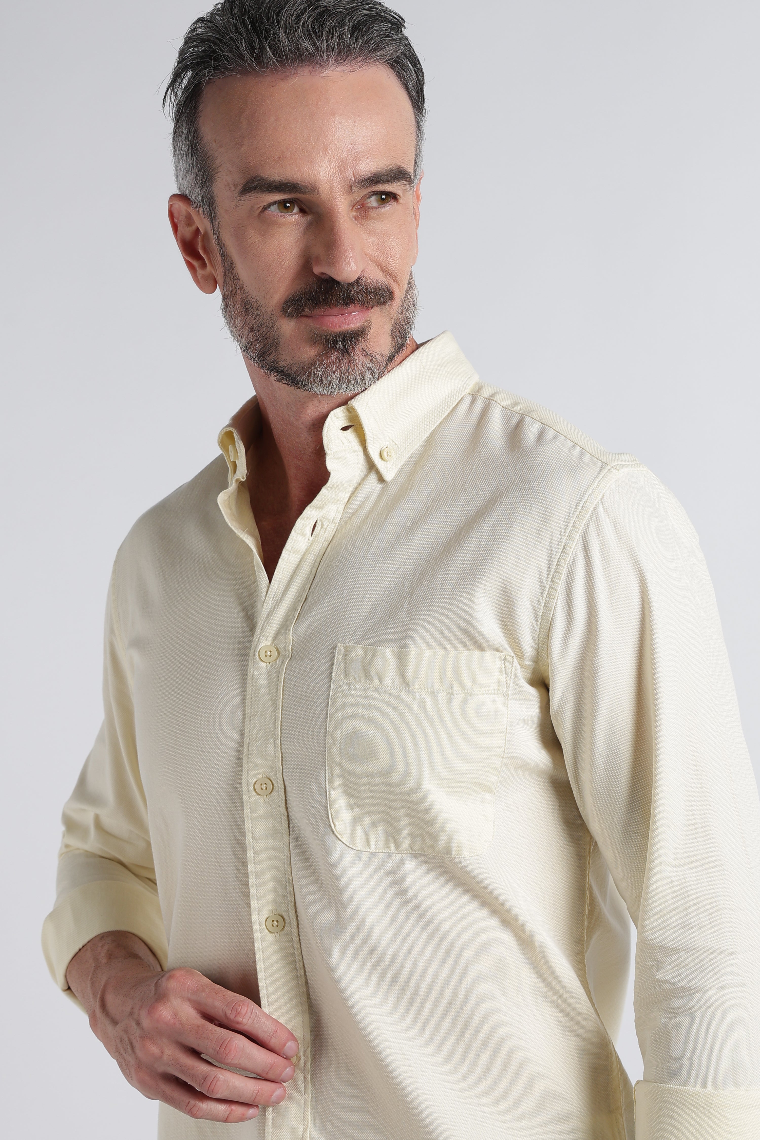 Men Yellow Solid Casual Shirt