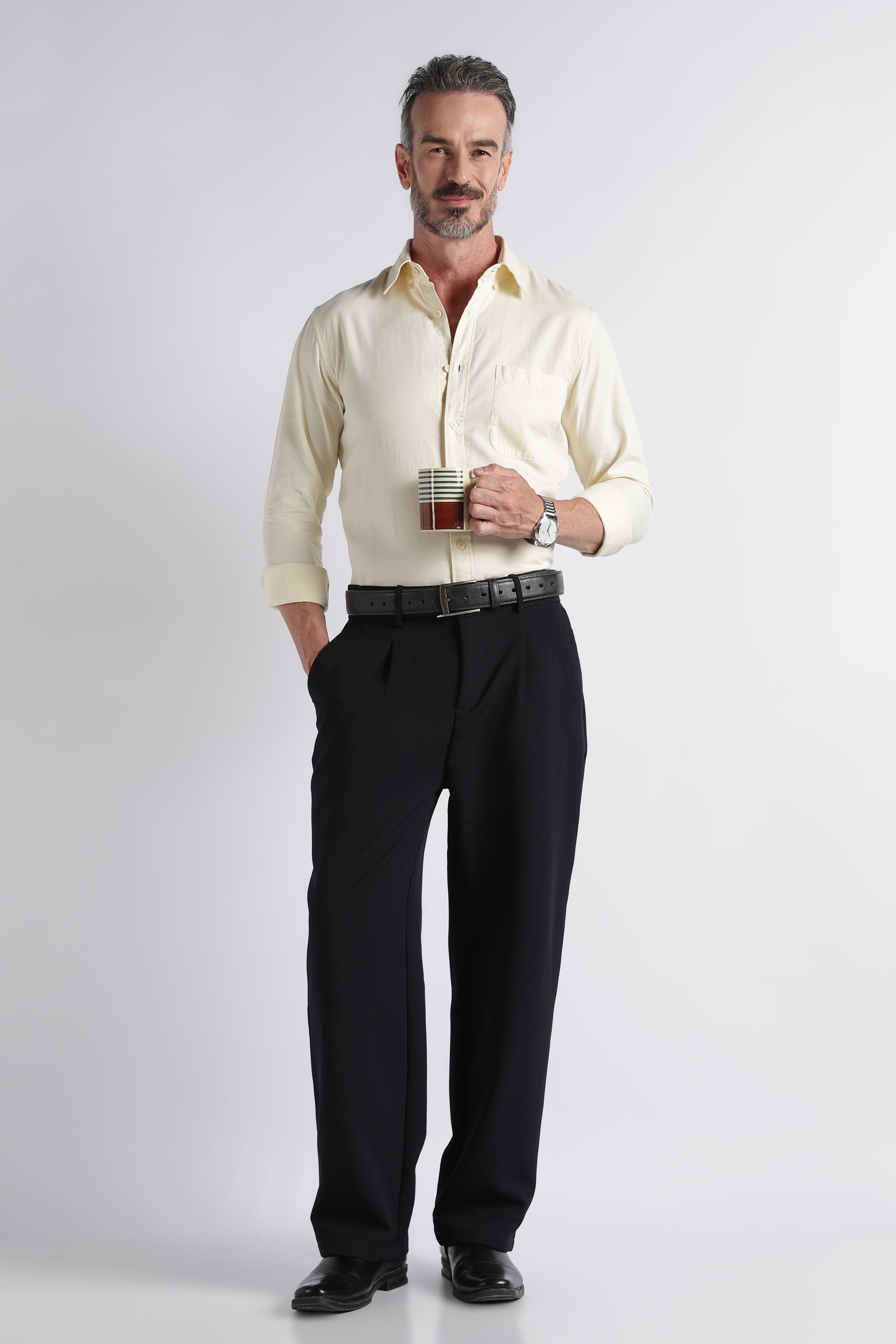 Men Yellow Solid Casual Shirt