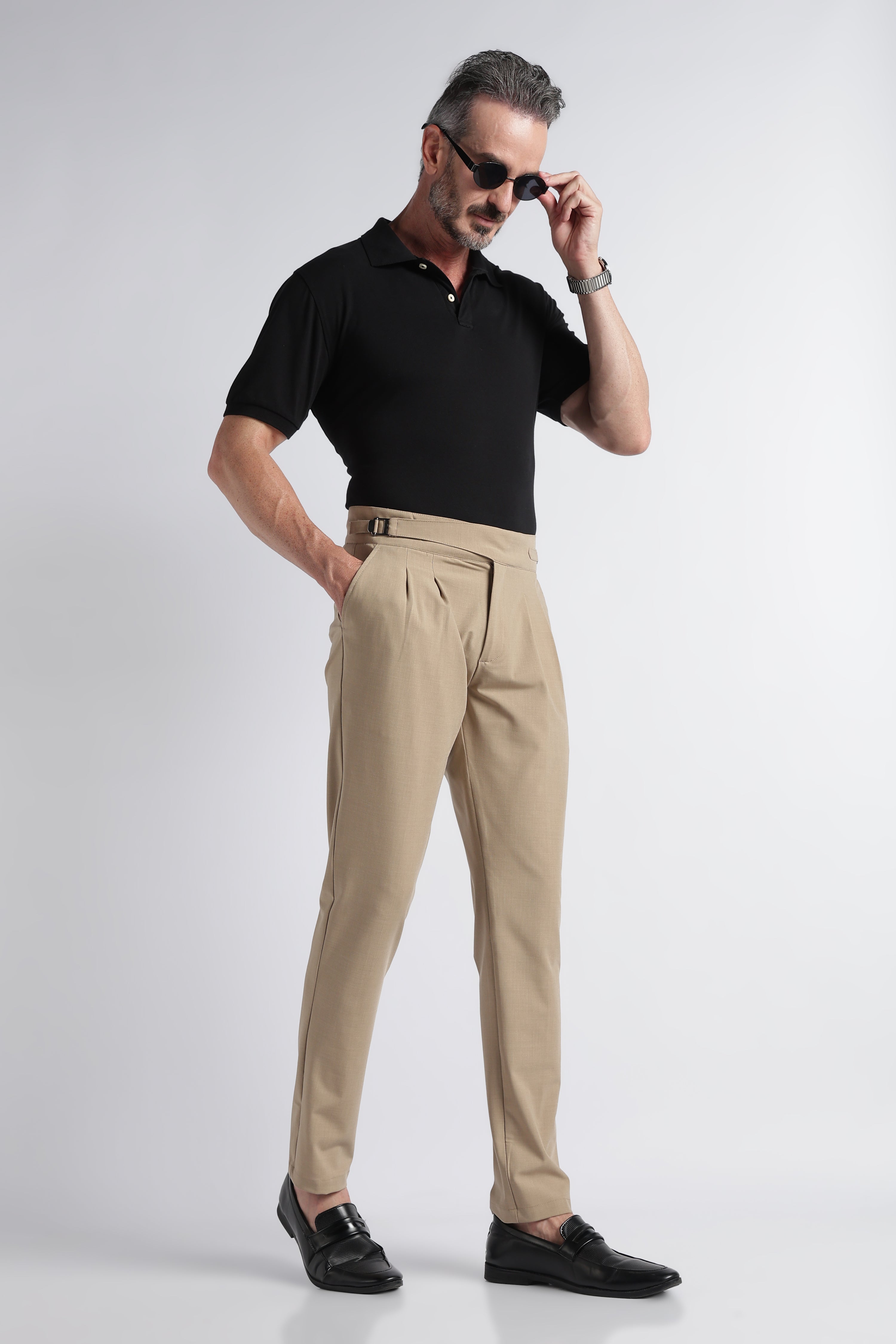 Men Beige Classic Gurkha Pant
