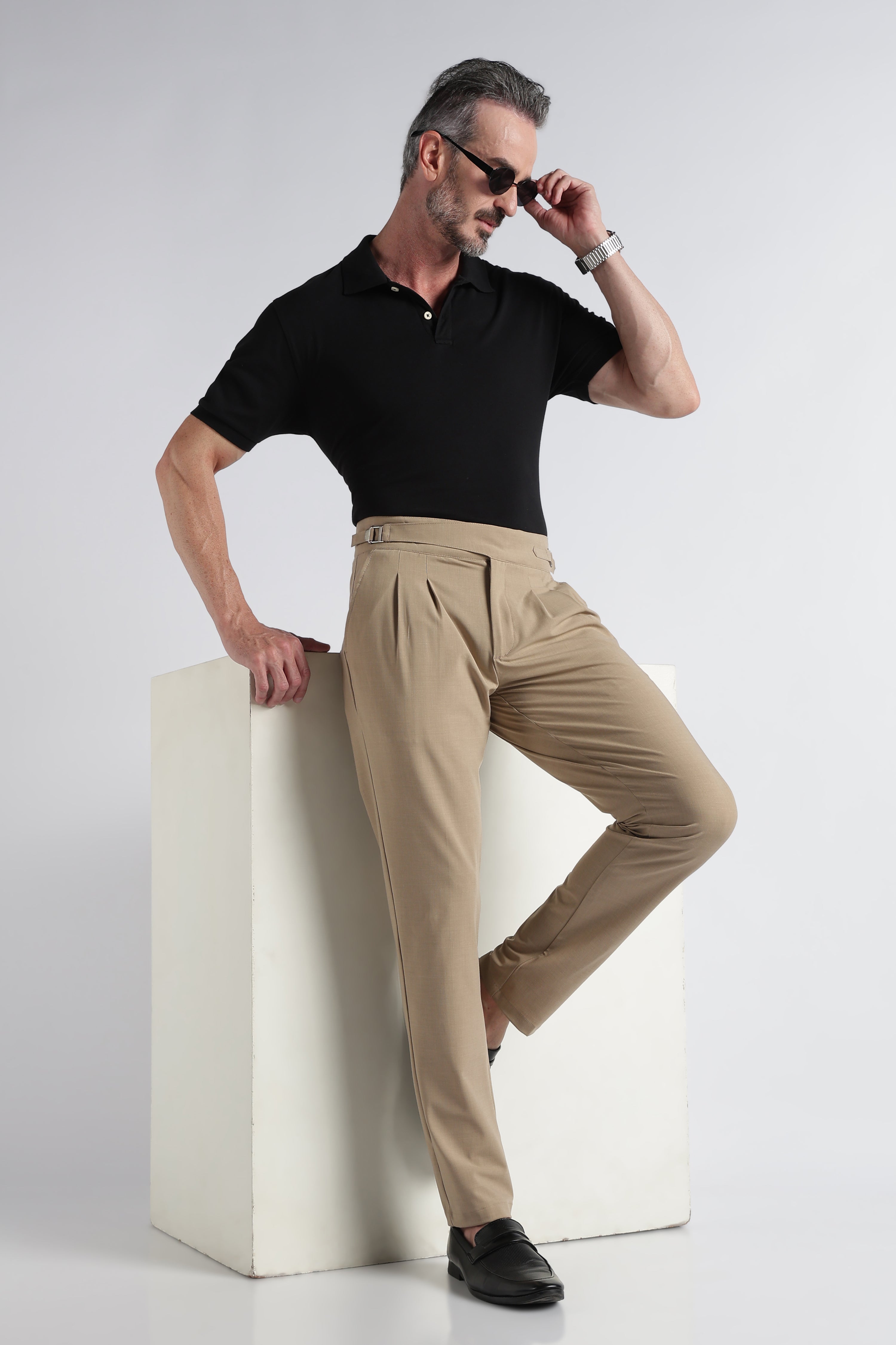 Men Beige Classic Gurkha Pant