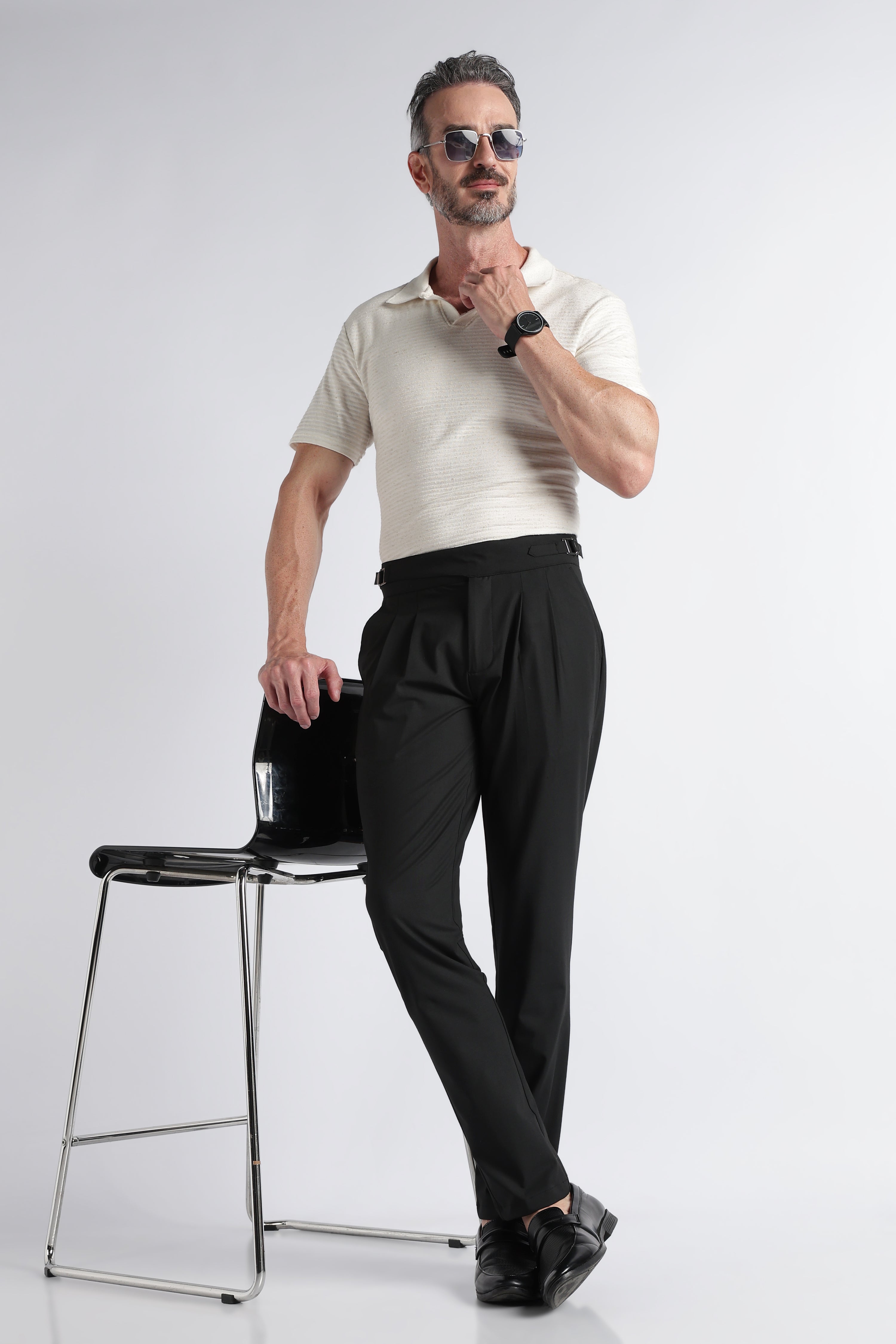 Men Black Classic Gurkha Pant