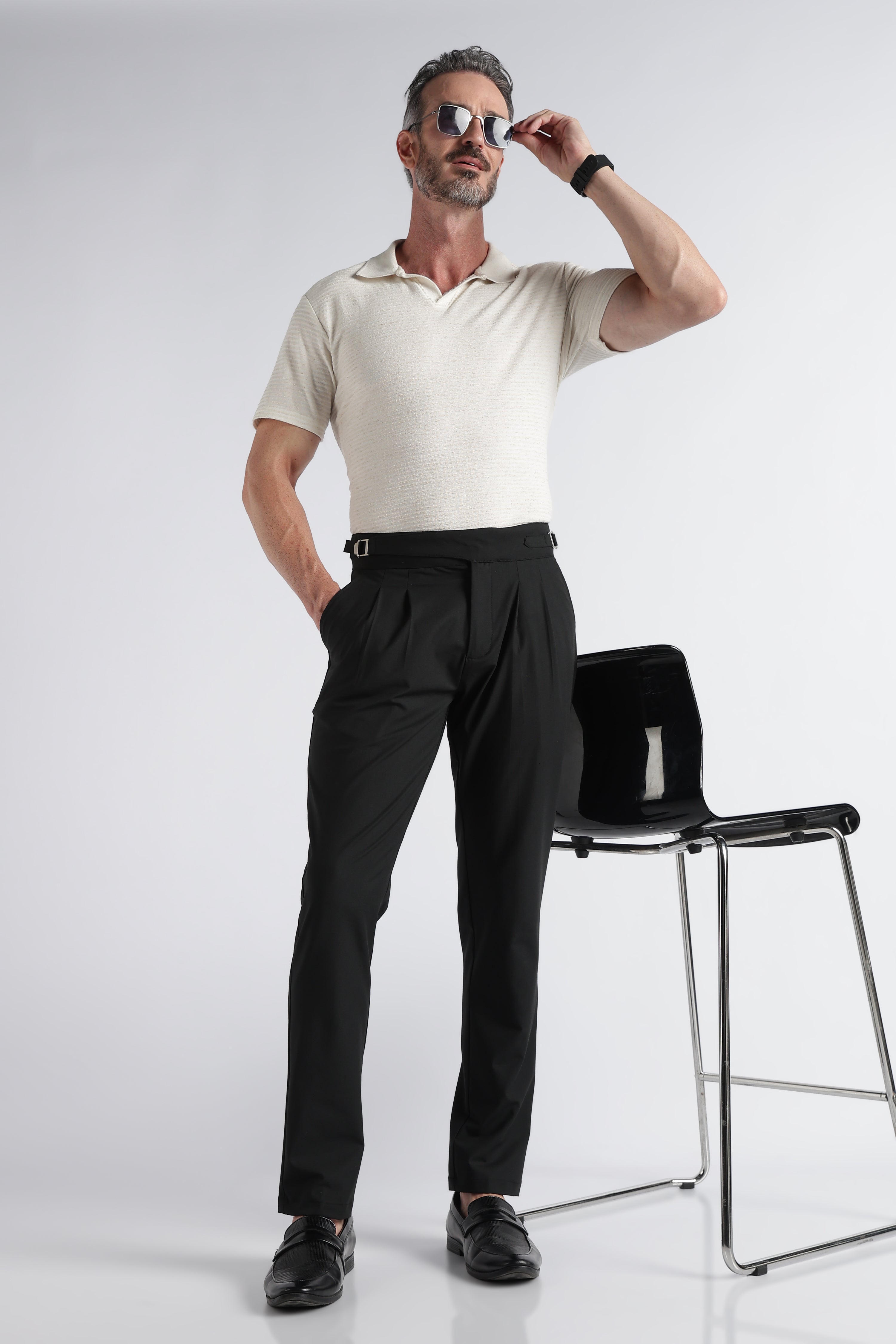 Men Black Classic Gurkha Pant