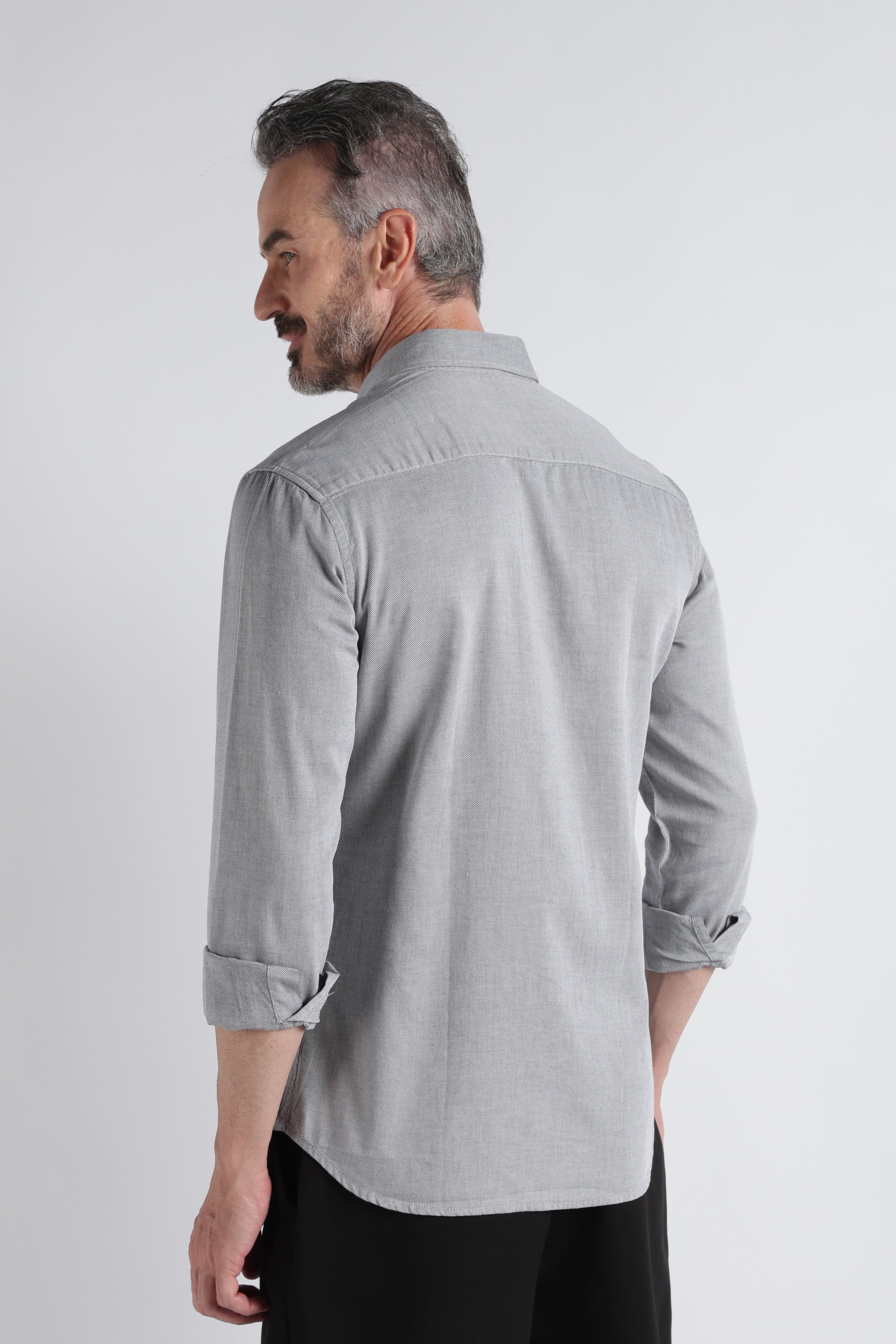 Men Grey Solid Casual Shirt