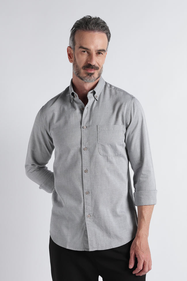 Men Grey Solid Casual Shirt