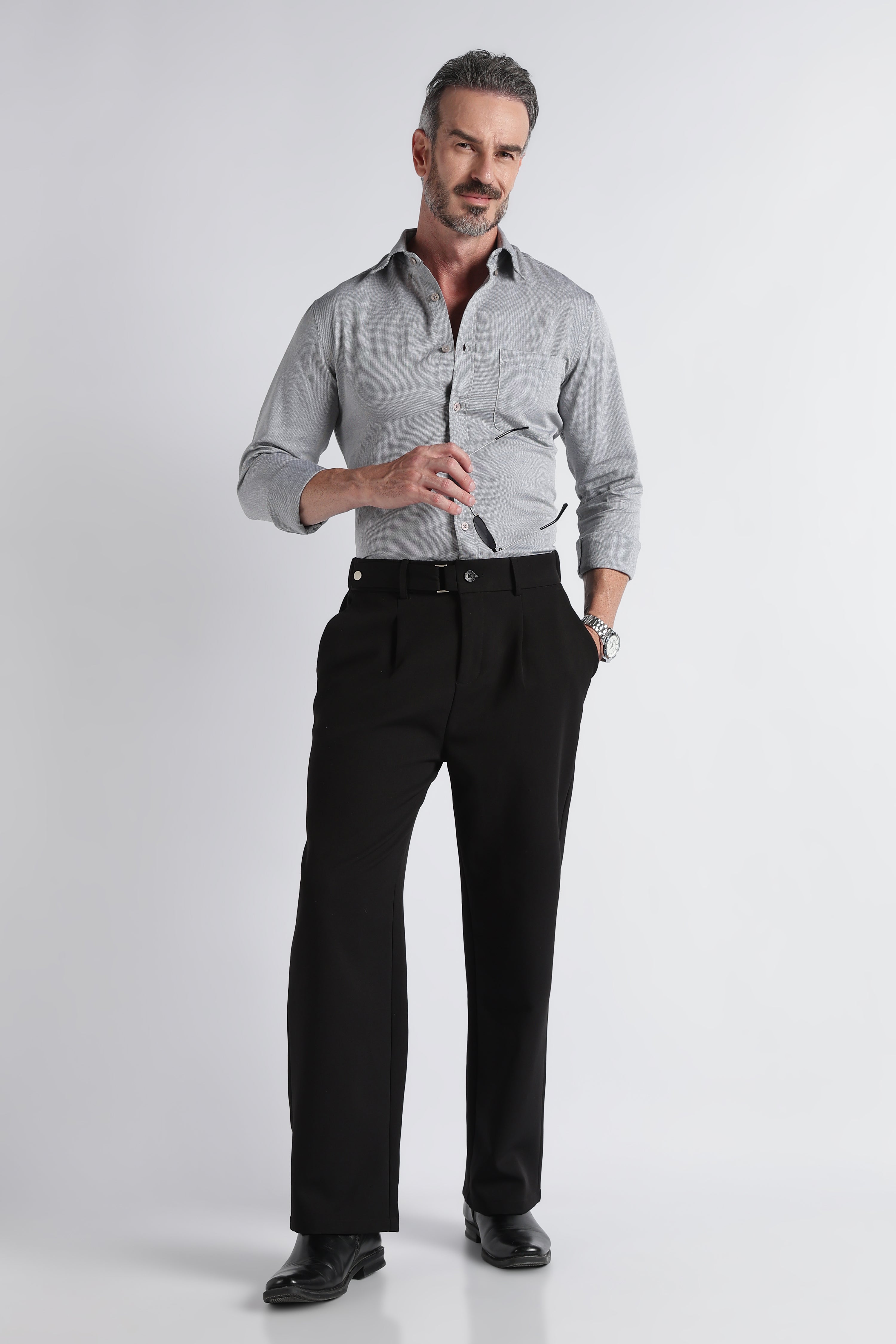 Men Grey Solid Casual Shirt