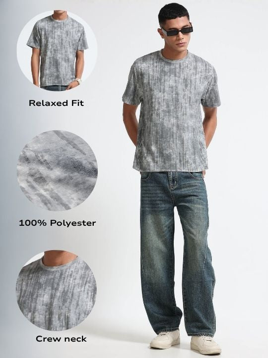 Men Grey Casual Relaxed Fit T-Shirt