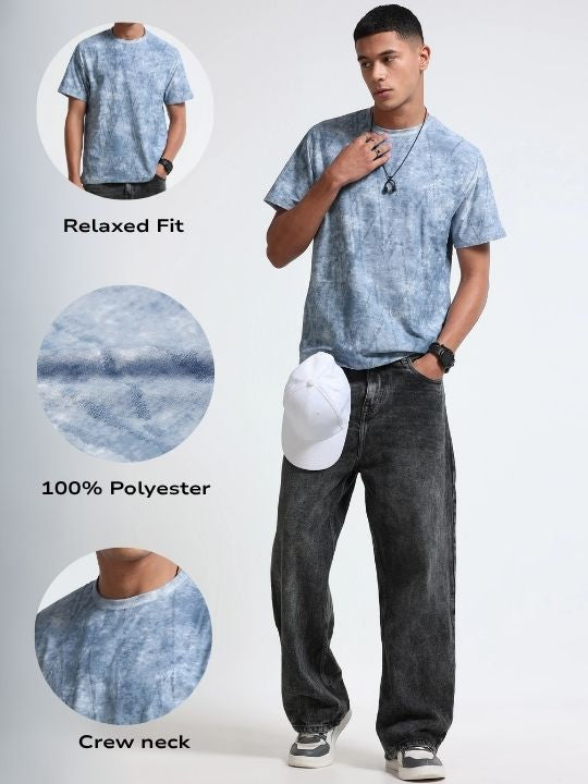 Men Blue Casual Relaxed Fit T-Shirt