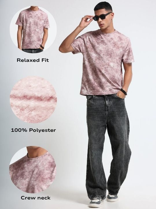 Men Pink Casual Relaxed Fit T-Shirt