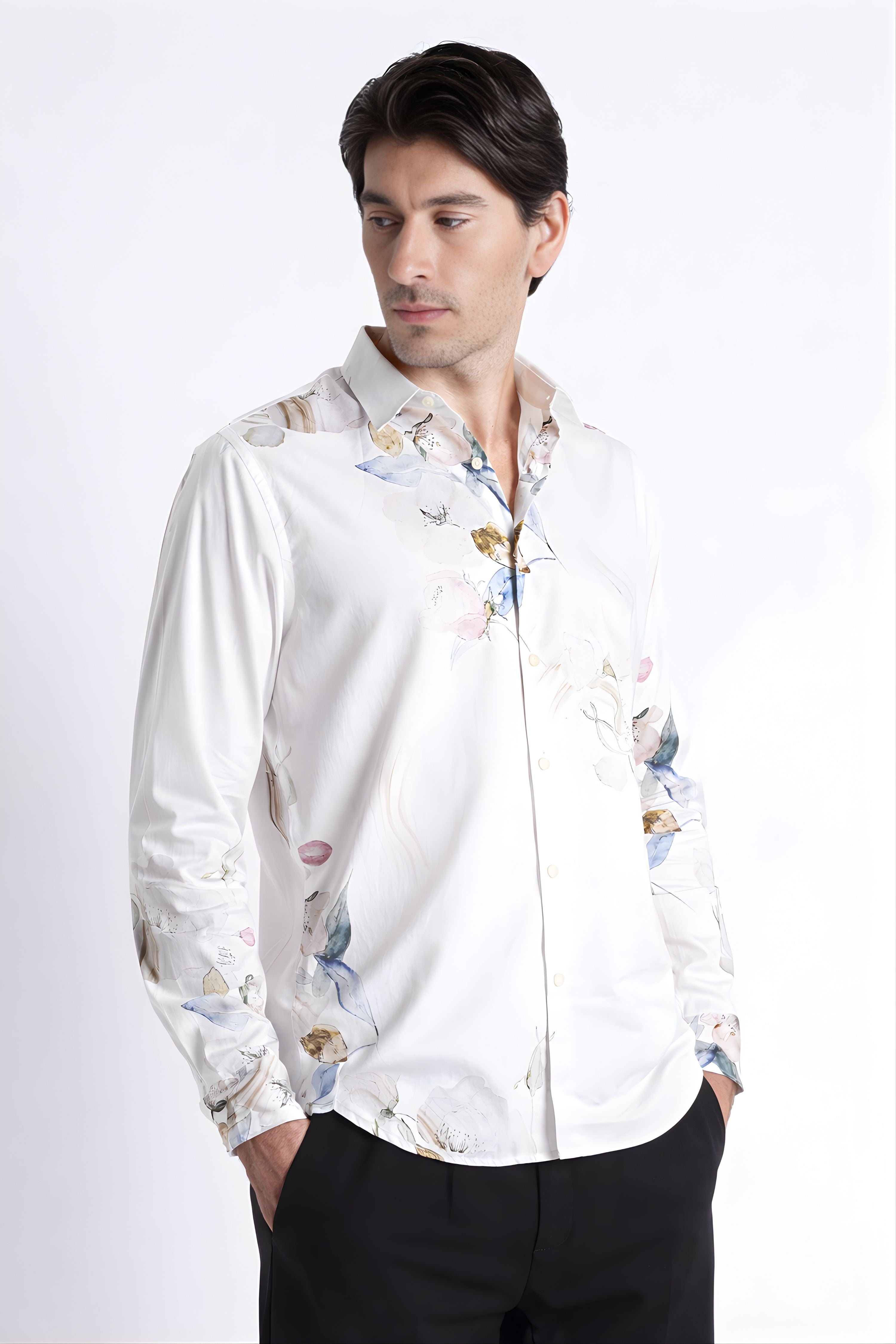 Men Refined Floral Digital Print Shirt