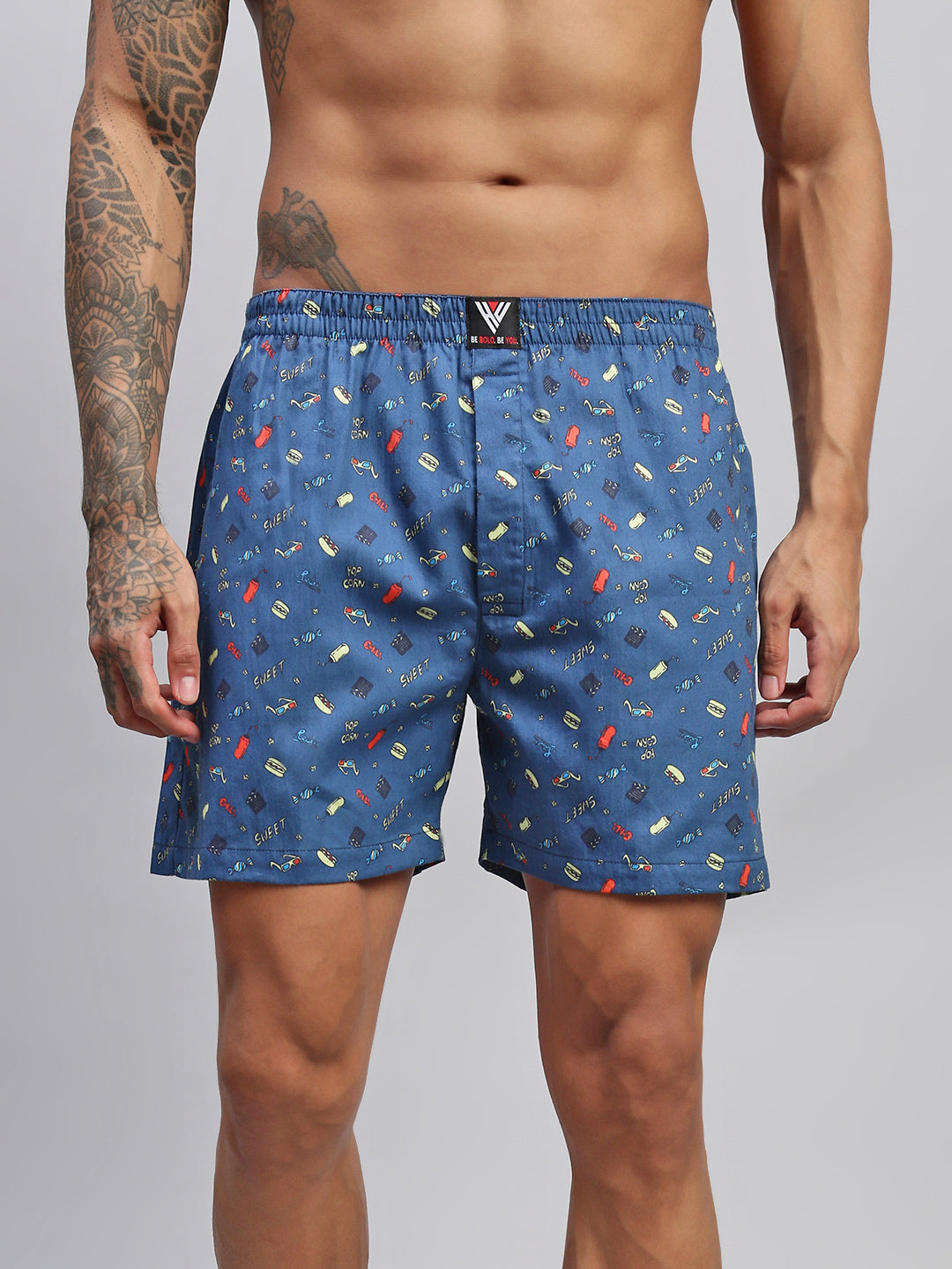 Men Pack of 2 Printed Cotton Boxer Shorts