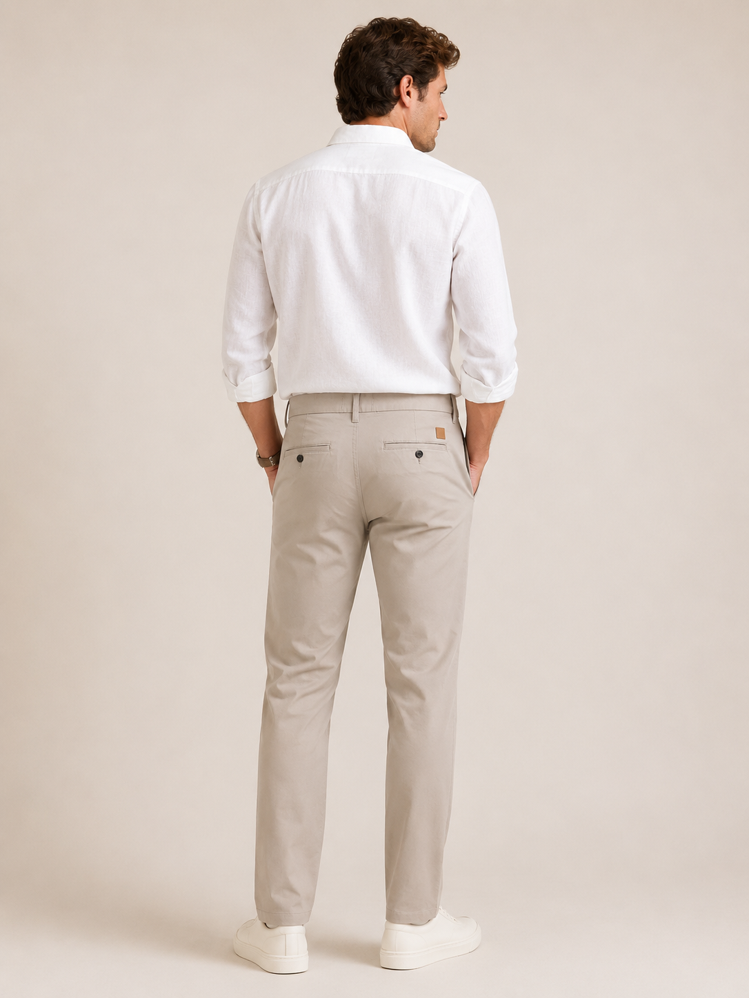 Men Beige Contemporary Chino Trousers