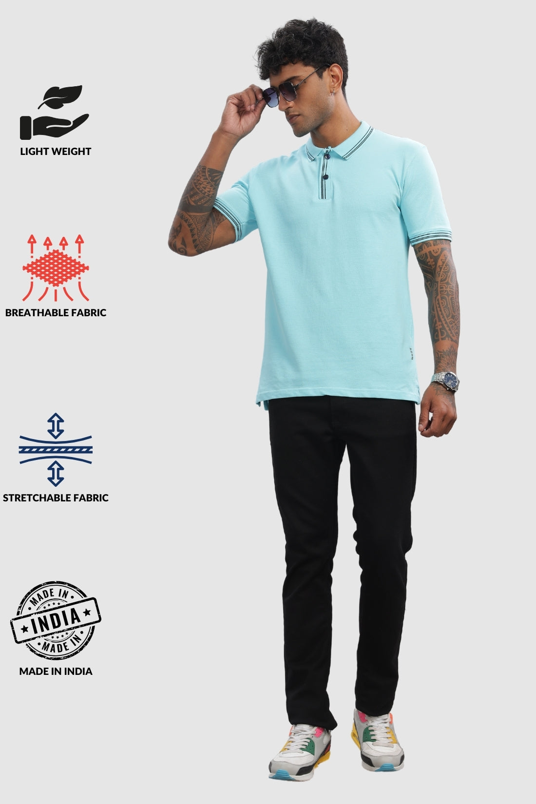 Men Blue Regular Fit Polo T-Shirt