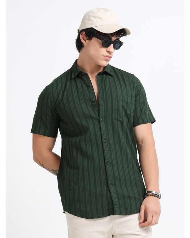 Men Premium Striped Short Sleeve Casual Shirt