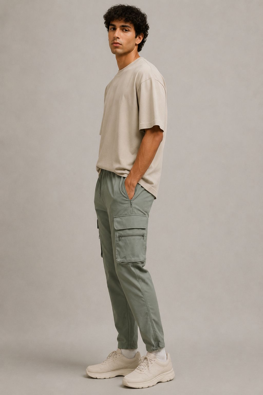 Men Olive Utility Cargo Joggers