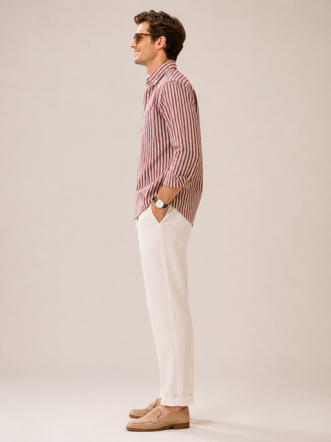 Men Brick Stripe Oxford Shirt